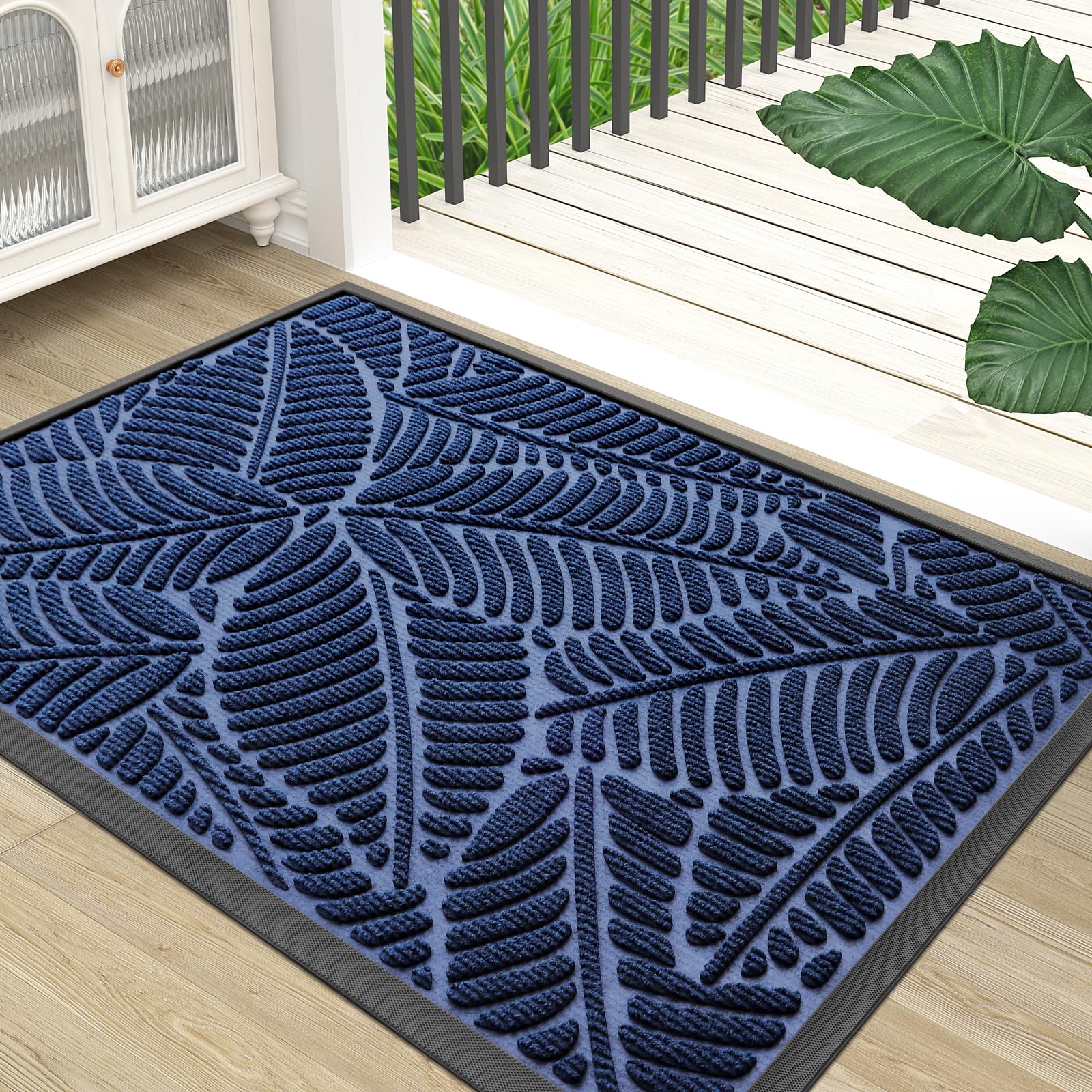 Colorxy Waterproof Front Doormat navy model front view