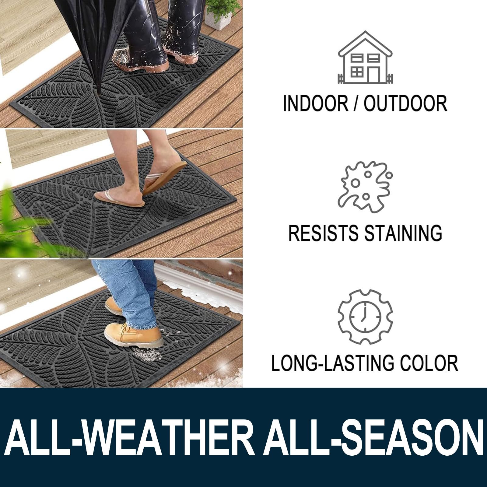 Colorxy Waterproof Front Doormat rubber backing detail