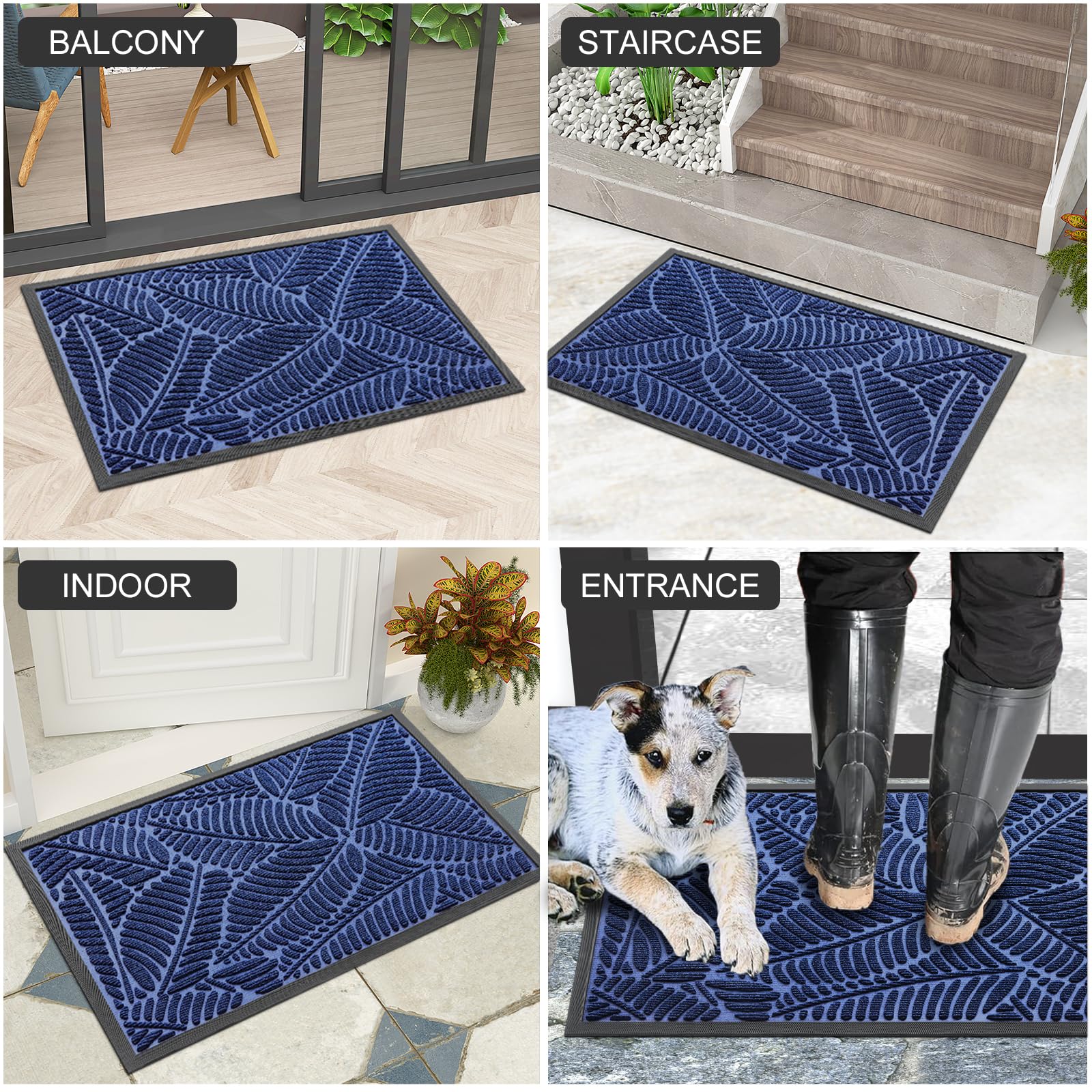 Colorxy Waterproof Front Doormat showing non-slip rubber backing