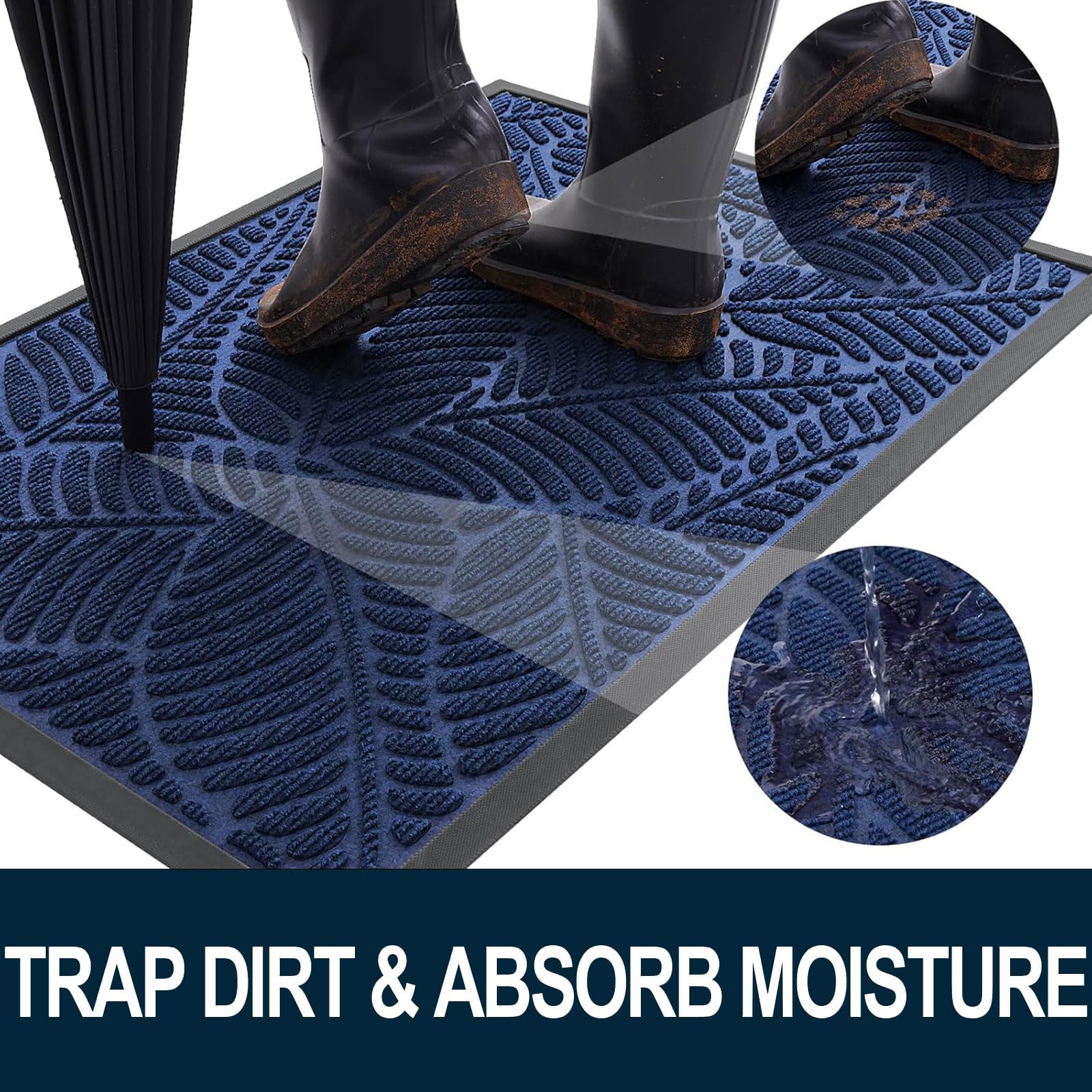 Colorxy Waterproof Front Doormat, side view showing thickness
