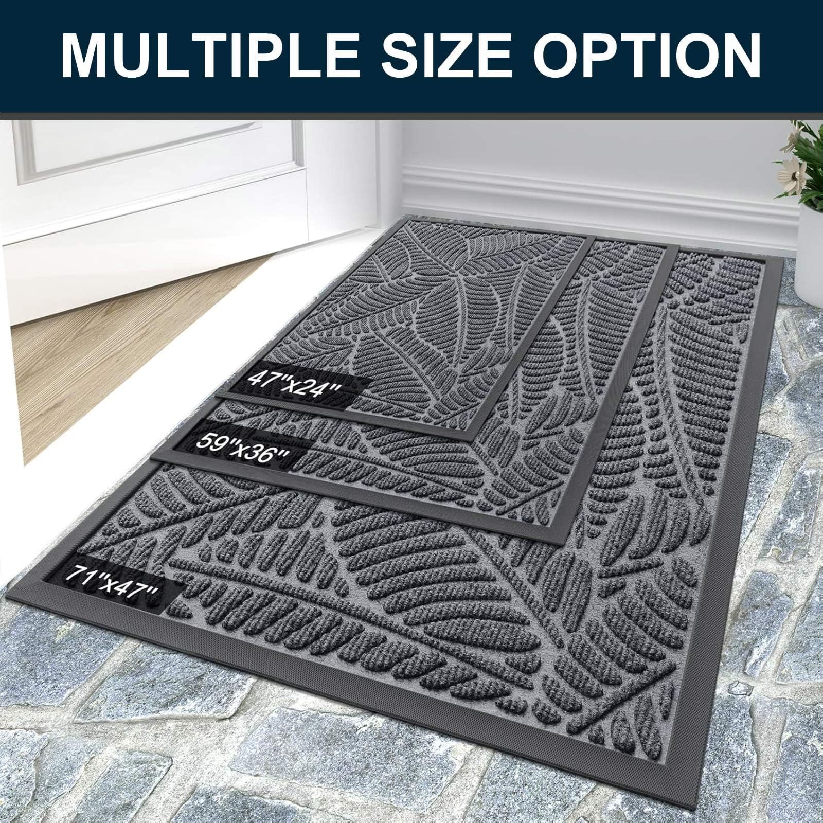 Colorxy Waterproof Front Doormat stylish grey design