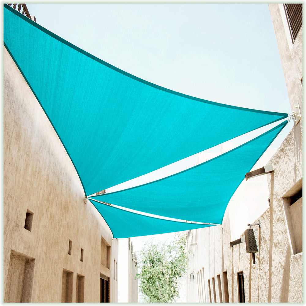 ColourTree 16' x 16' x 16' Turquoise Triangle Sun Shade Sail front view