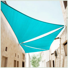 ColourTree 16' x 16' x 16' Turquoise Triangle Sun Shade Sail front view
