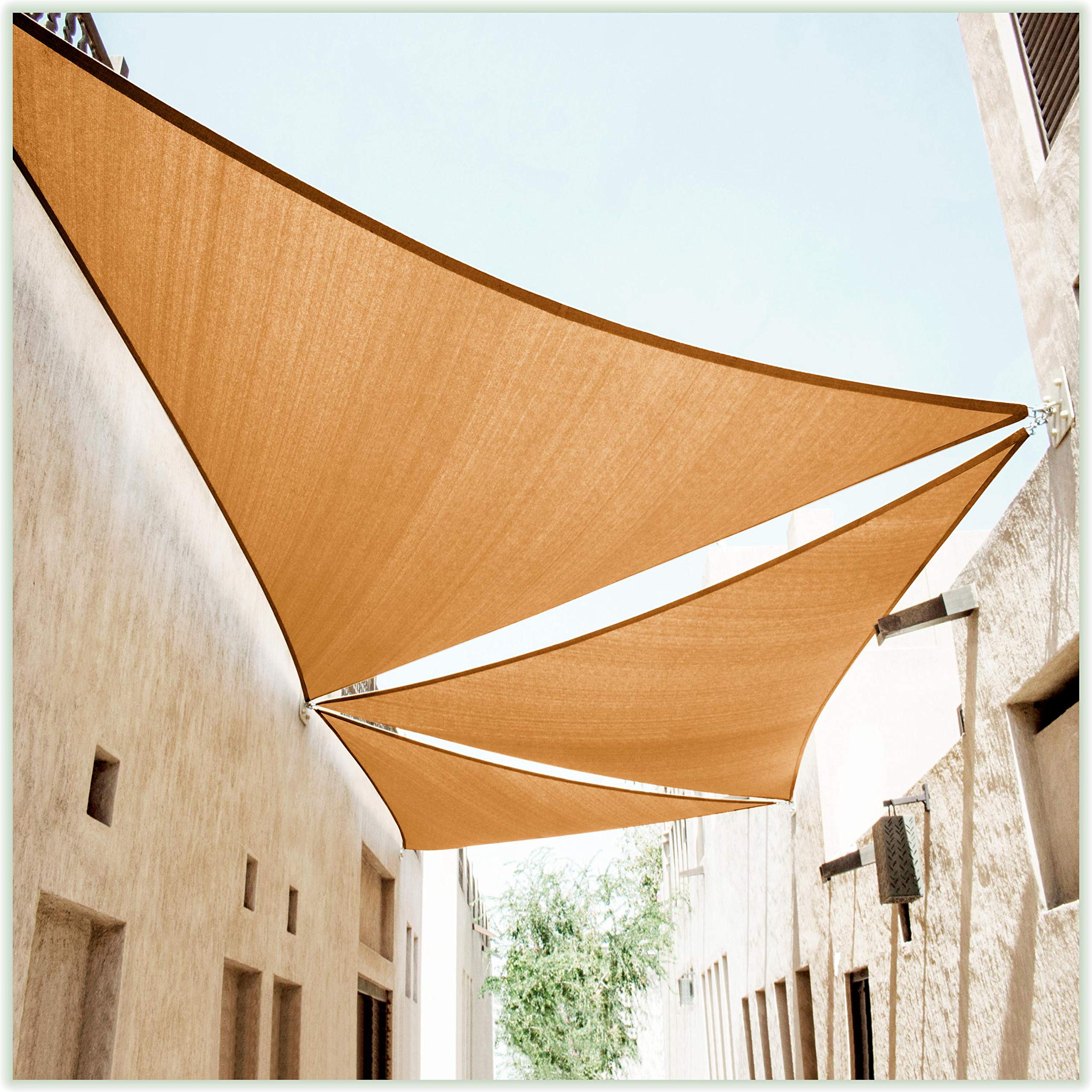 ColourTree Sand Triangle Sun Shade Sail front view