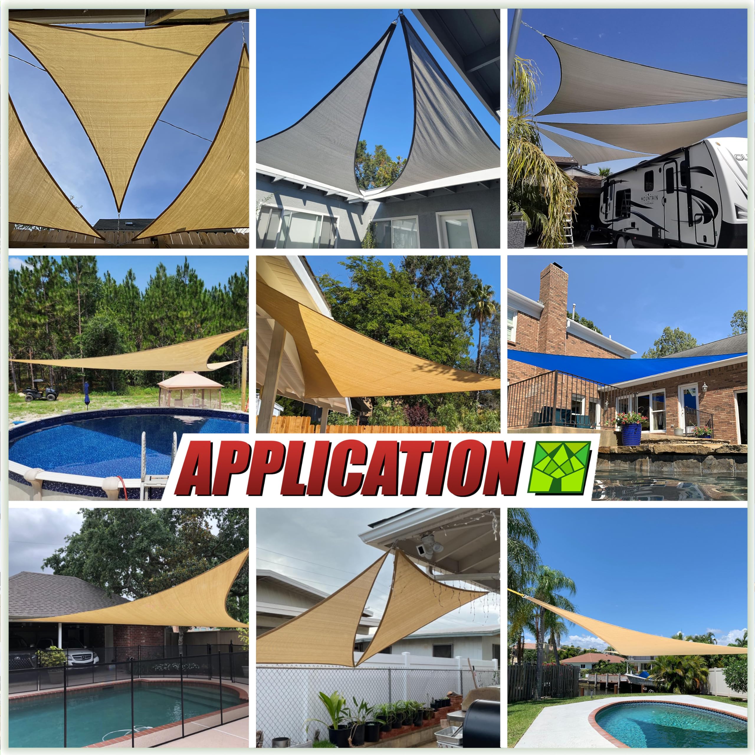 ColourTree Sand Triangle Sun Shade Sail installation example