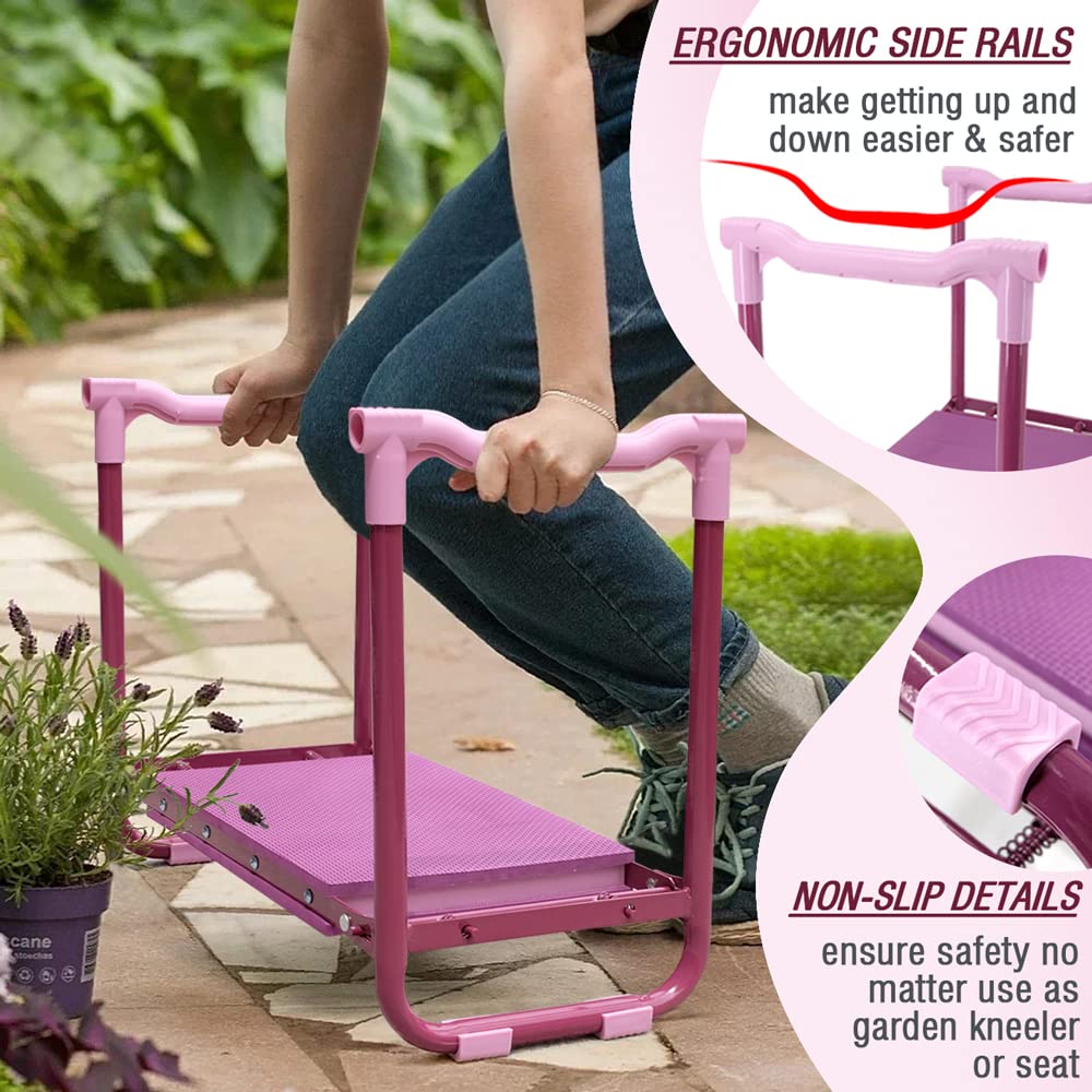 Colwelt Garden Kneeler Stool side view showing tool pouch