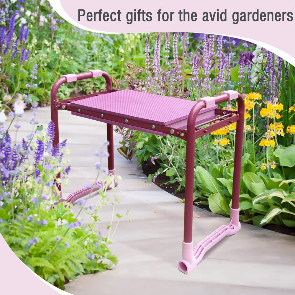 Colwelt Garden Kneeler Stool with tools in the attached pouch