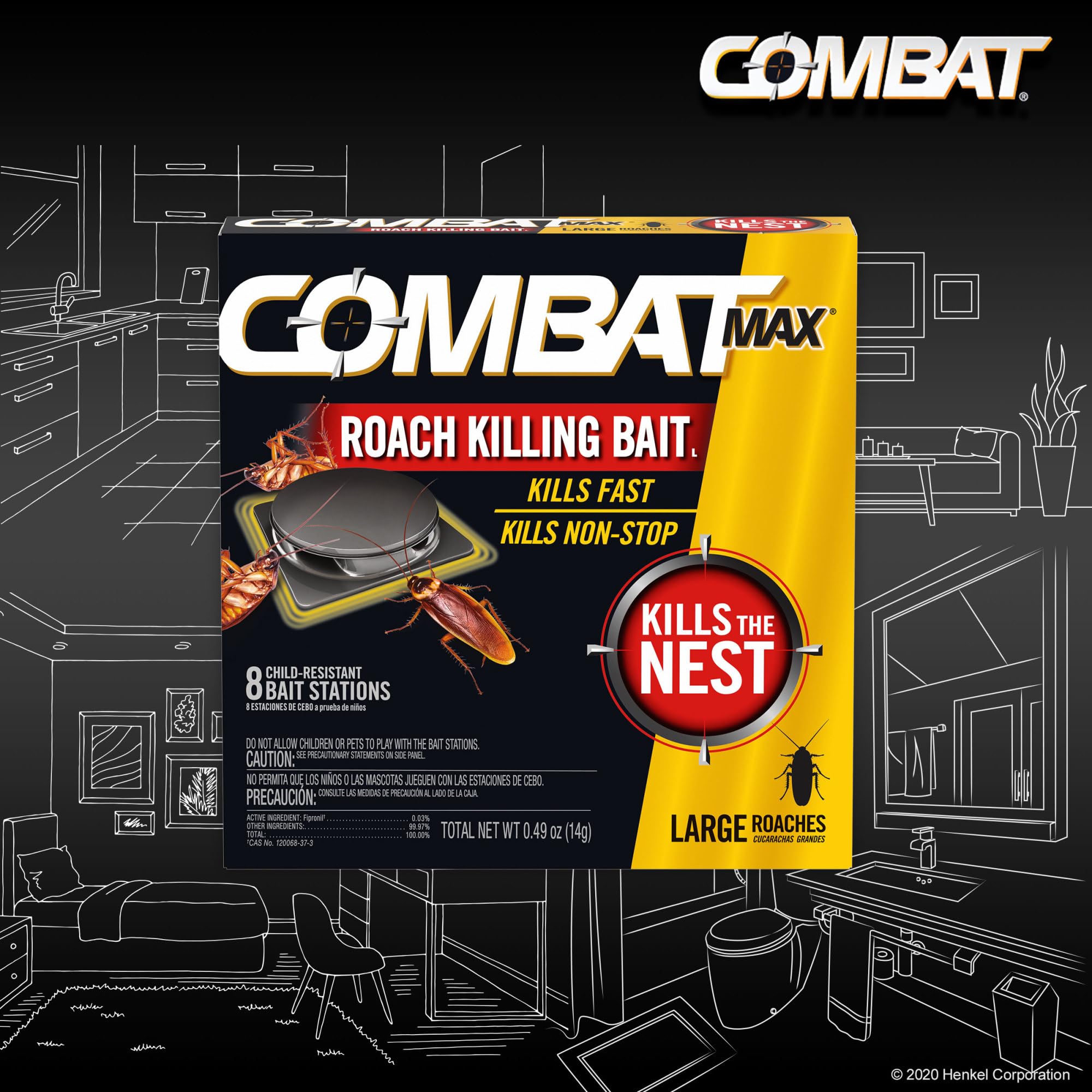 Combat Max Roach Killing Bait in a kitchen setting