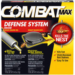 Combat Max Roach Killing Bait stations and gel pack front view