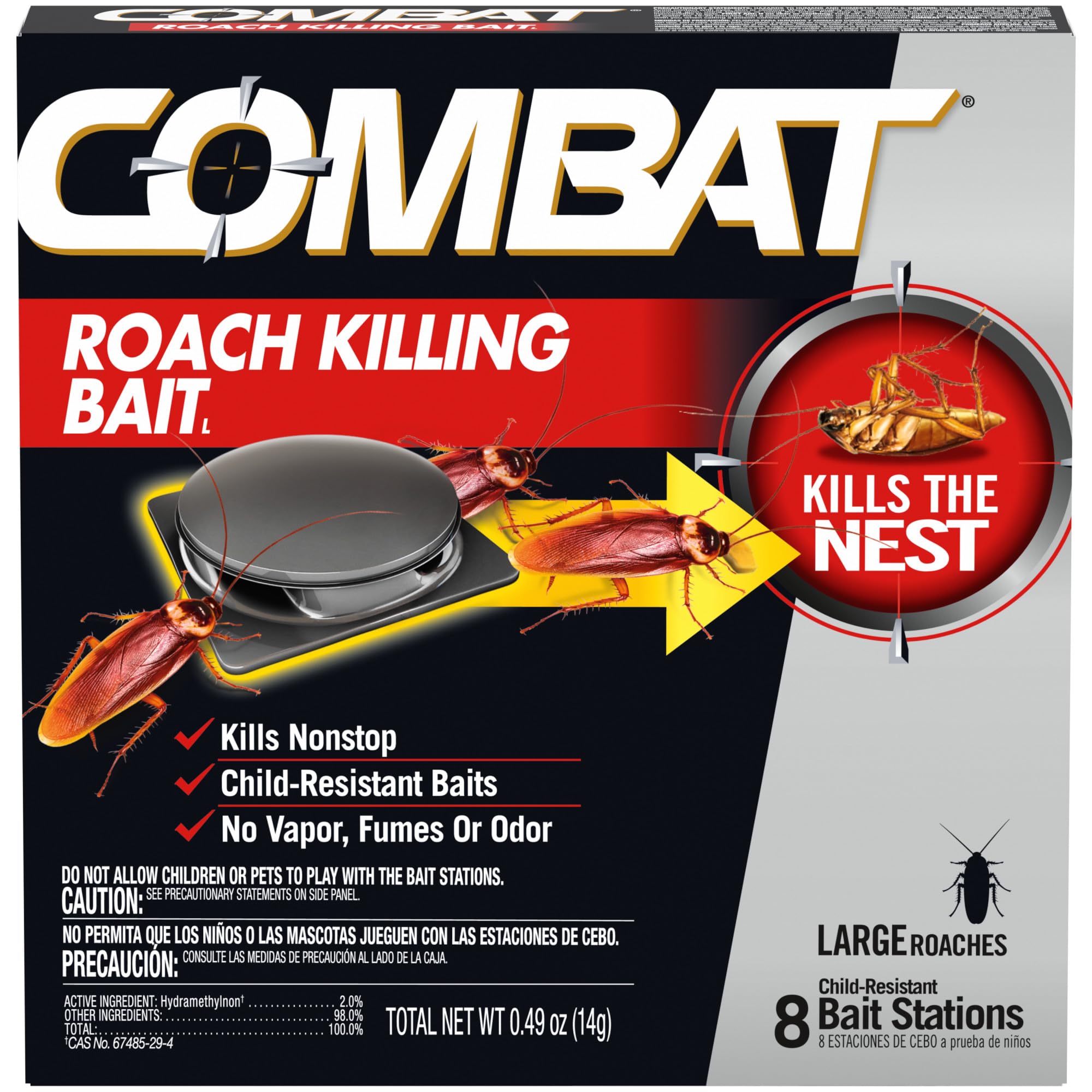 Combat Roach Killing Bait Stations packaging front view