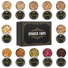 ComboJoy 12 Flavor Cocktail Smoker Wood Chips gift set in premium tin containers