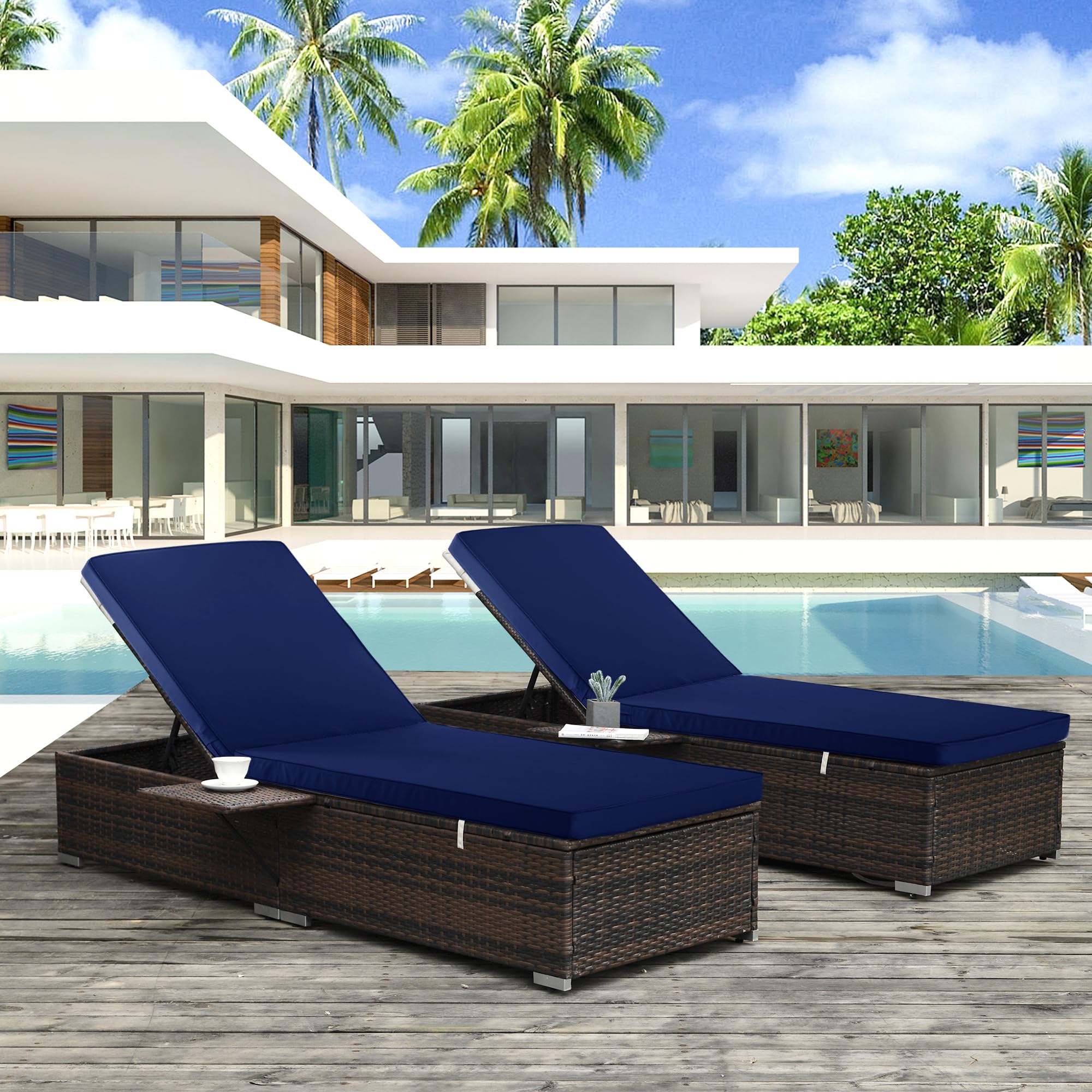 Comcaver Chaise Lounge Cushion Navy detail of piped edges