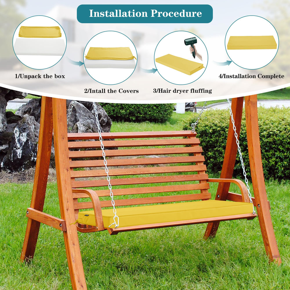 Comcaver Outdoor Bench Cushion 42x18 inch yellow on patio furniture