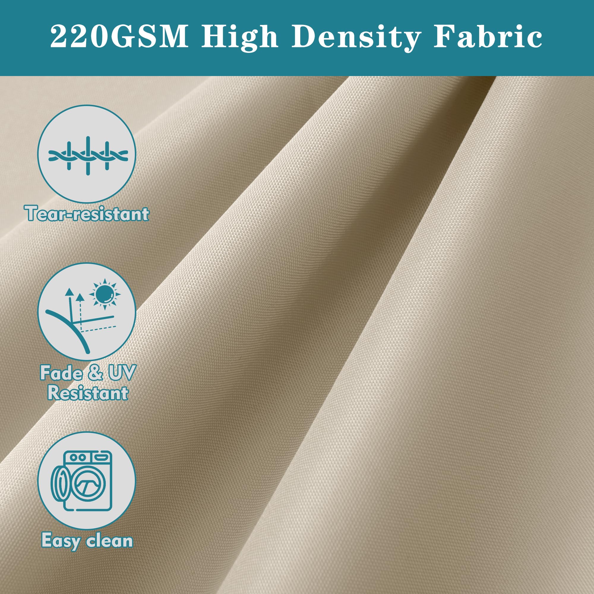 Comcaver Outdoor Bench Cushion Cream close-up of fabric