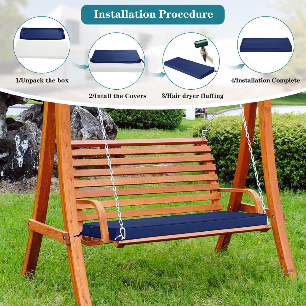 Comcaver outdoor bench cushion navy blue close-up
