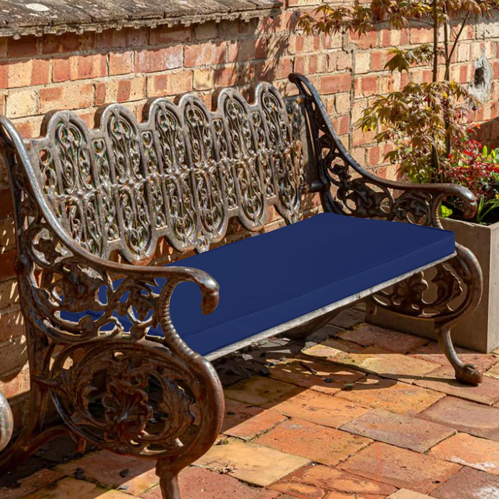 Comcaver outdoor bench cushion navy blue lifestyle scene