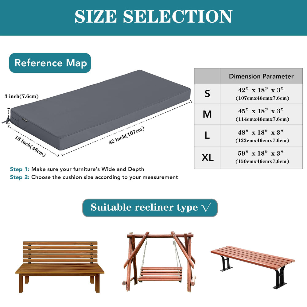 Comcaver Outdoor Bench Cushion with hidden zipper design