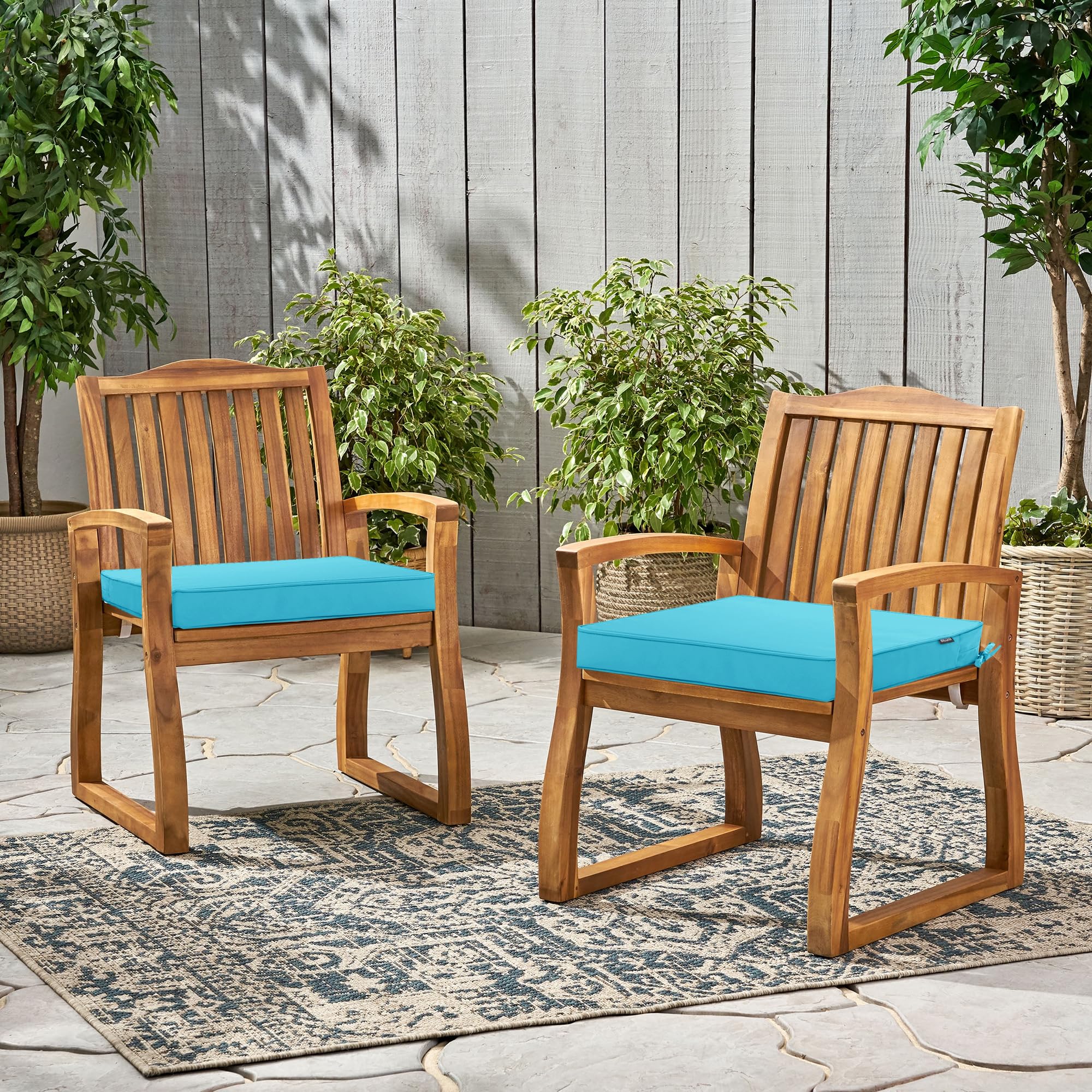 Comcaver outdoor chair cushion teal with ties