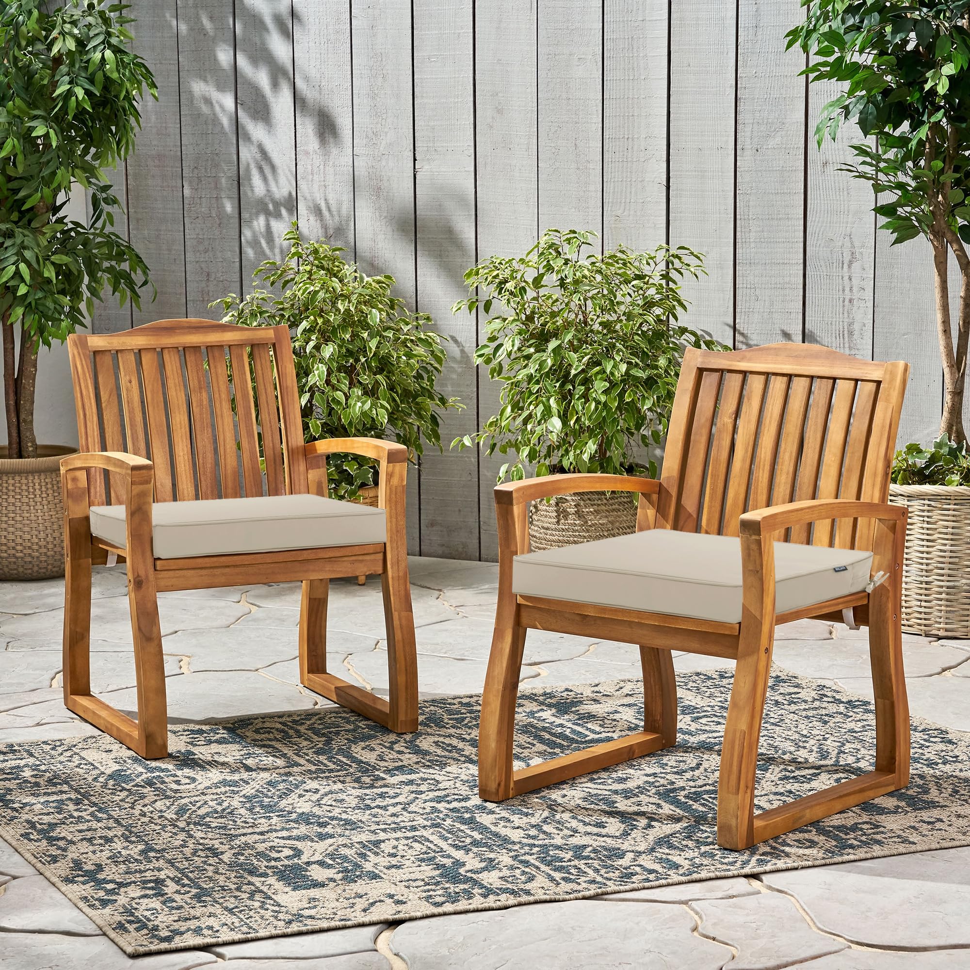 Comcaver outdoor chair cushions cream color on patio furniture