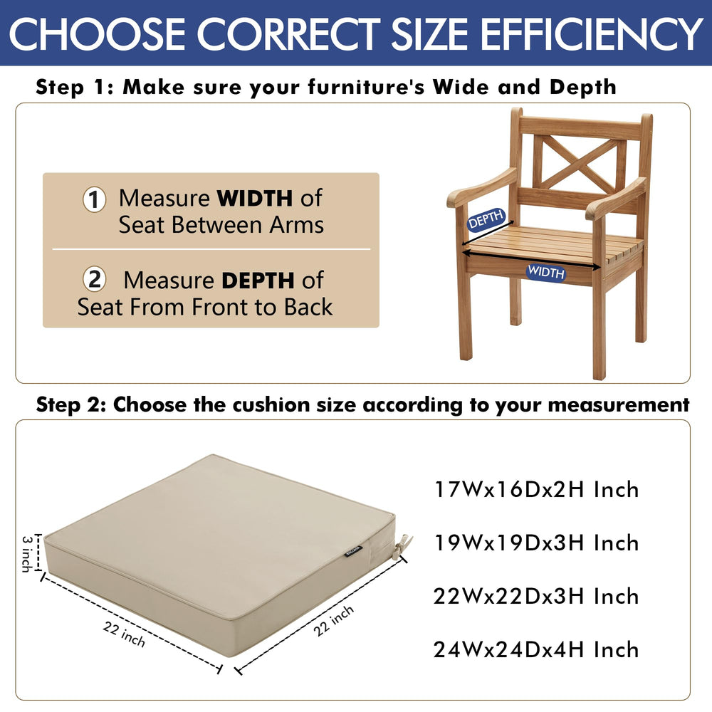 Comcaver outdoor chair cushions with ties securely fastened