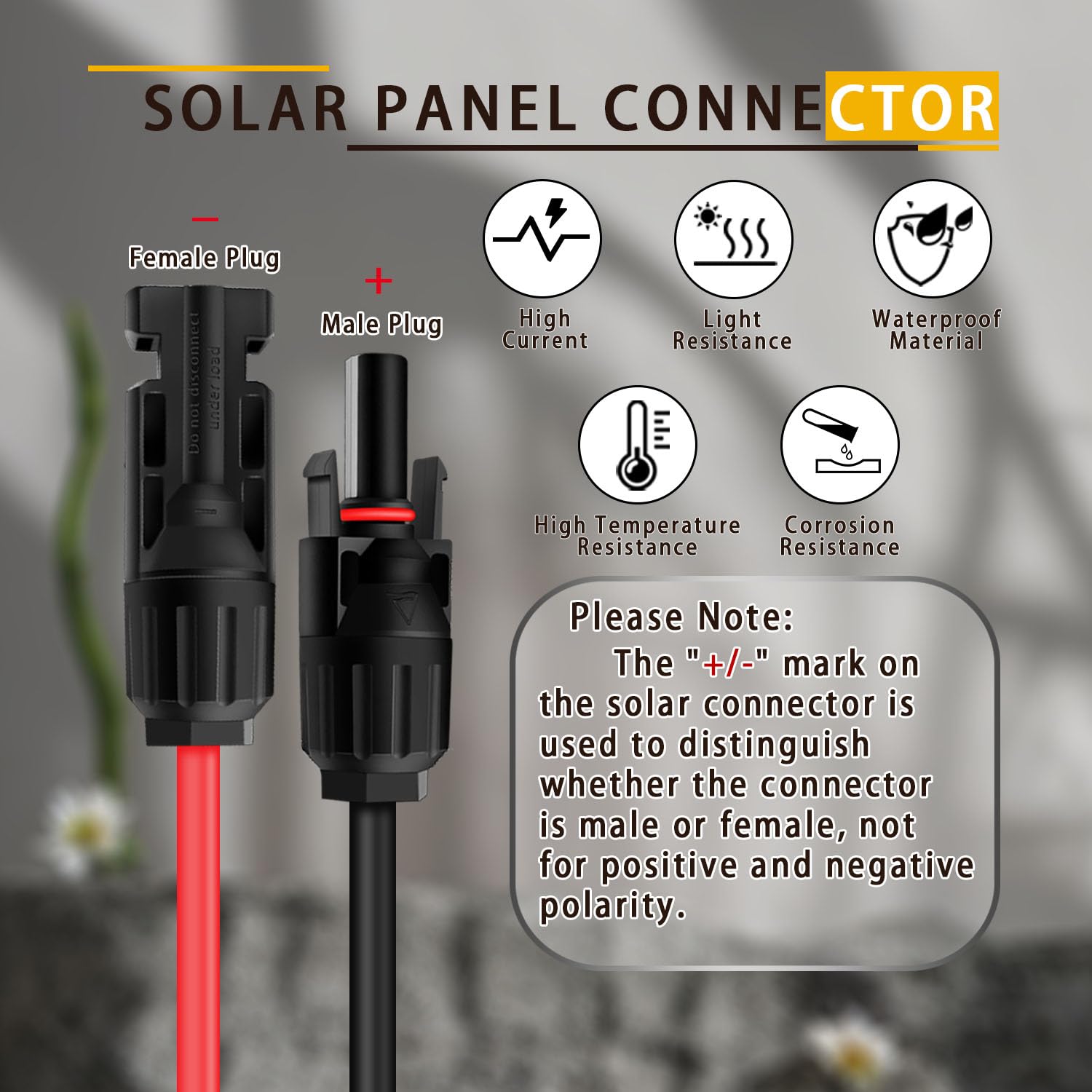 COMeap Solar Panel Cable showing connectors