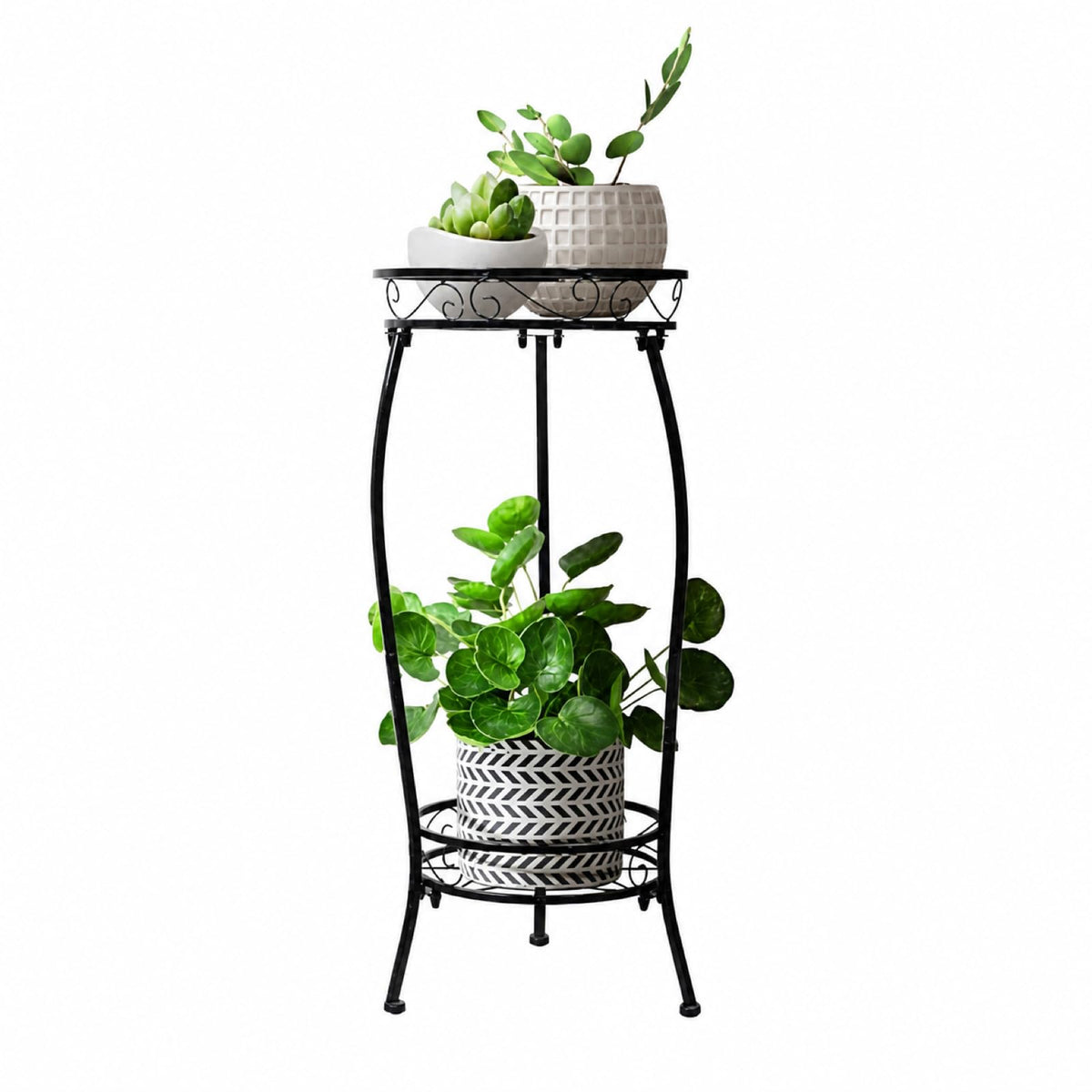 Cometofit 2 Tier Plant Stand front view showing sturdy metal construction