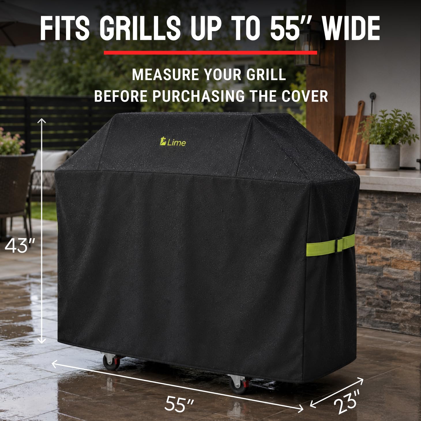 COMFY LIME 55 Inch Grill Cover on a Weber grill