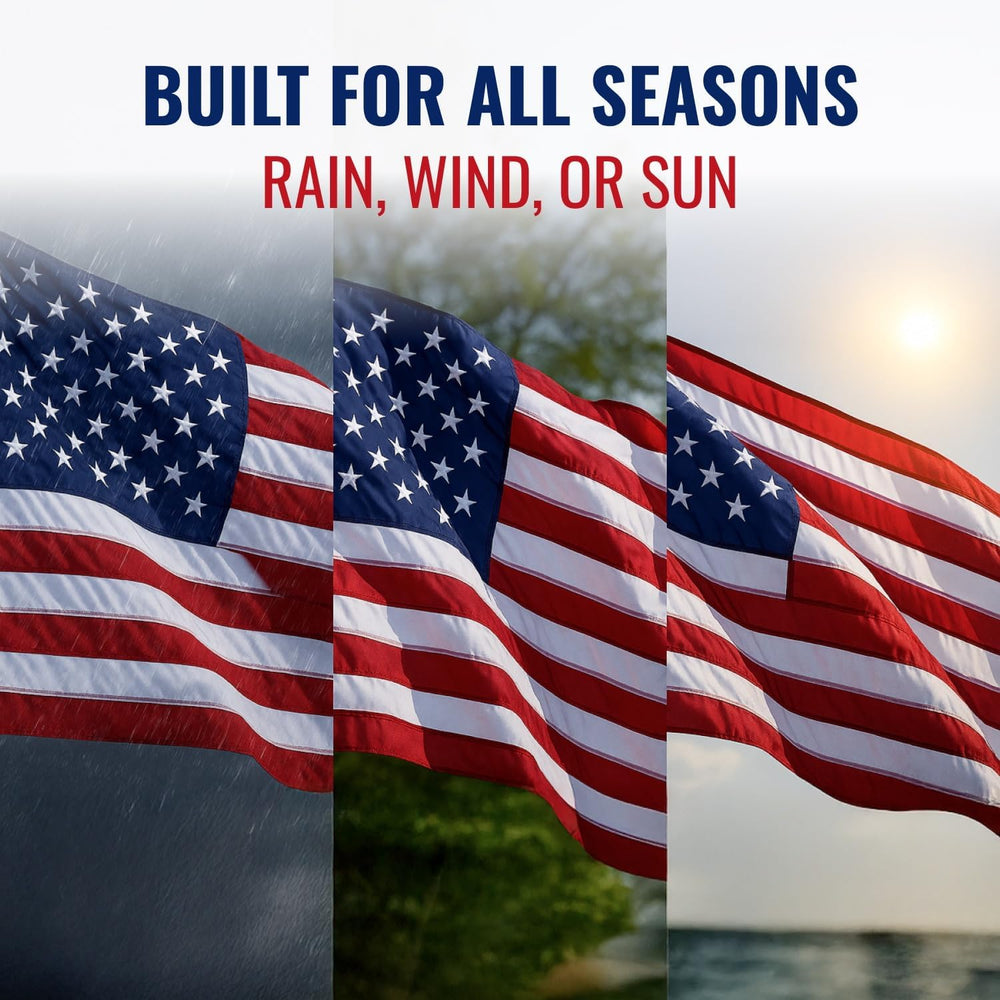 COMFY LIME American Flag 4x6 FT in wind showcasing its durability