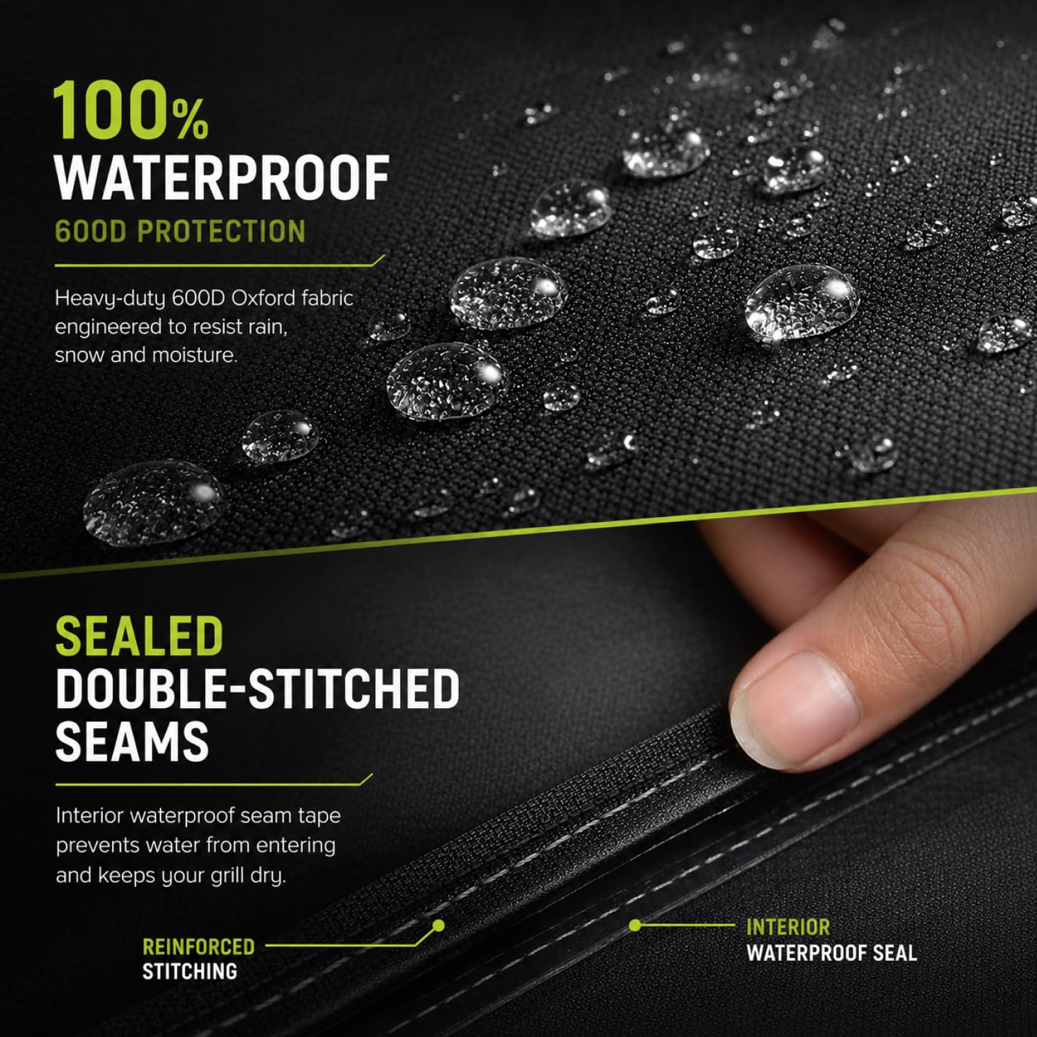 COMFY LIME Grill Cover showing waterproof fabric