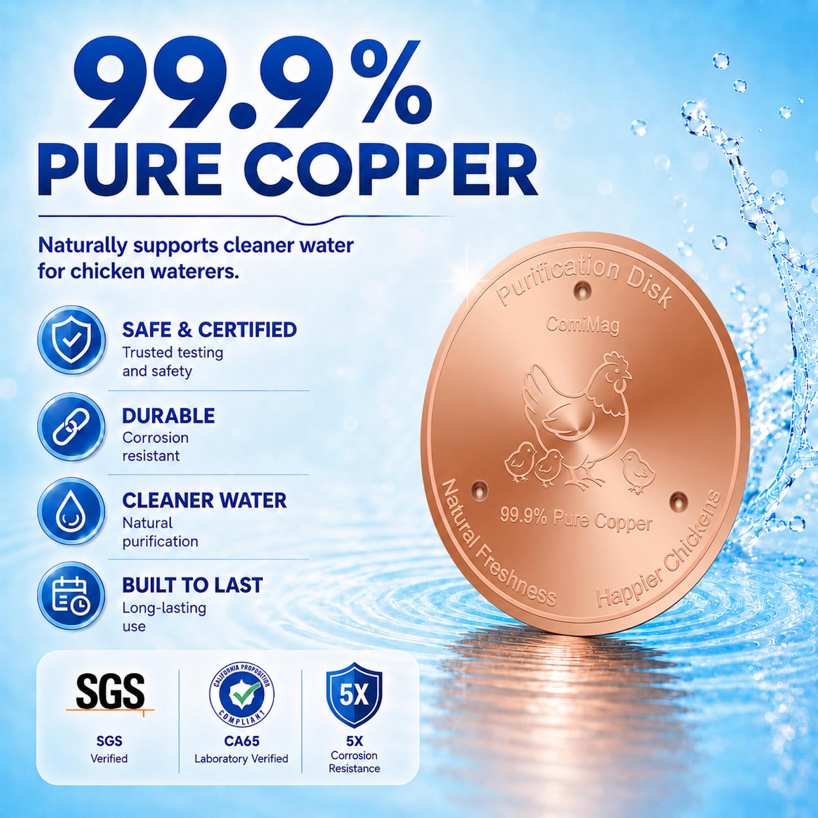 ComiMag Copper Disc placed in a chicken waterer