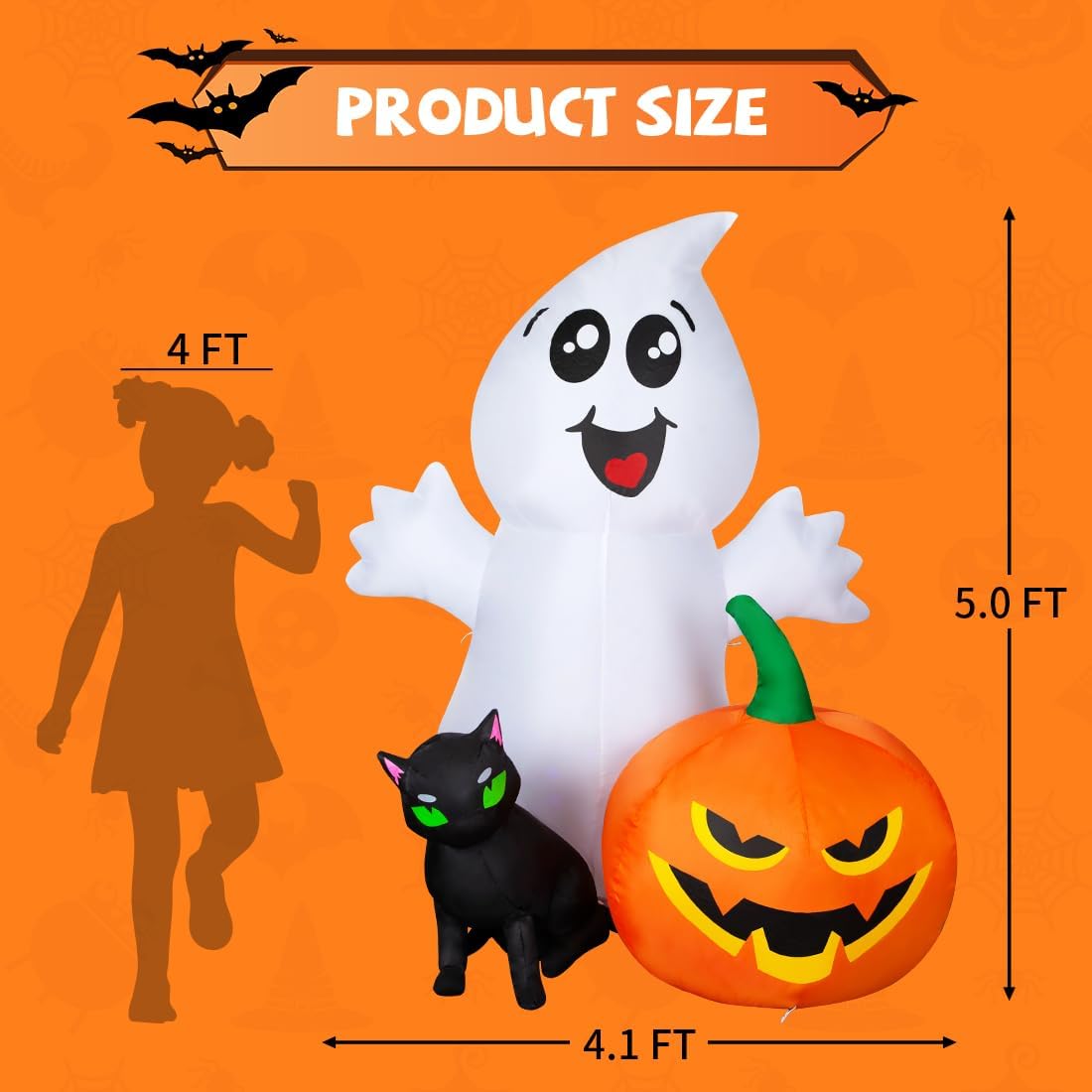 COMIN 5FT Halloween inflatable ghost with accessories