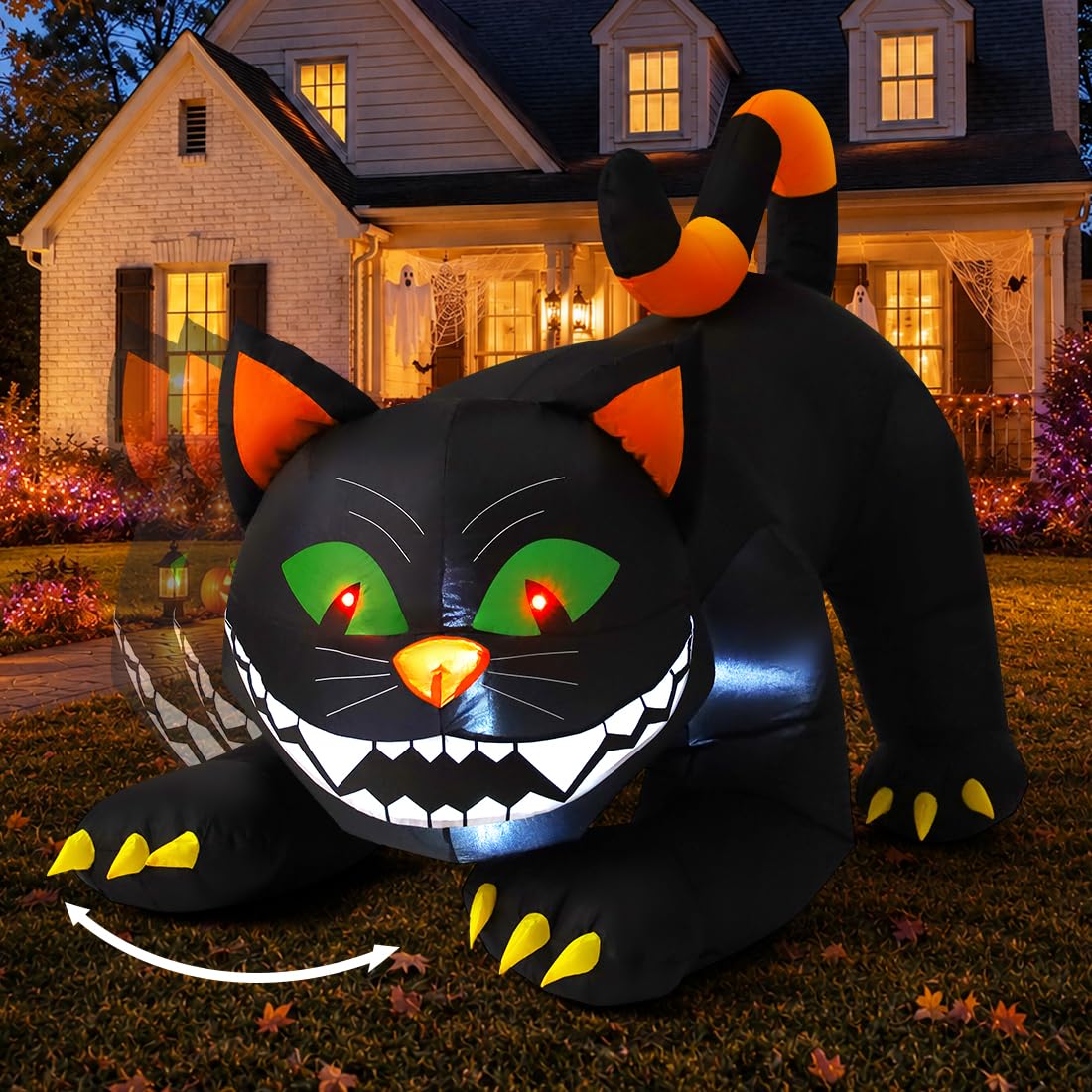 COMIN 6 ft Black Cat Inflatable with LED lights front view