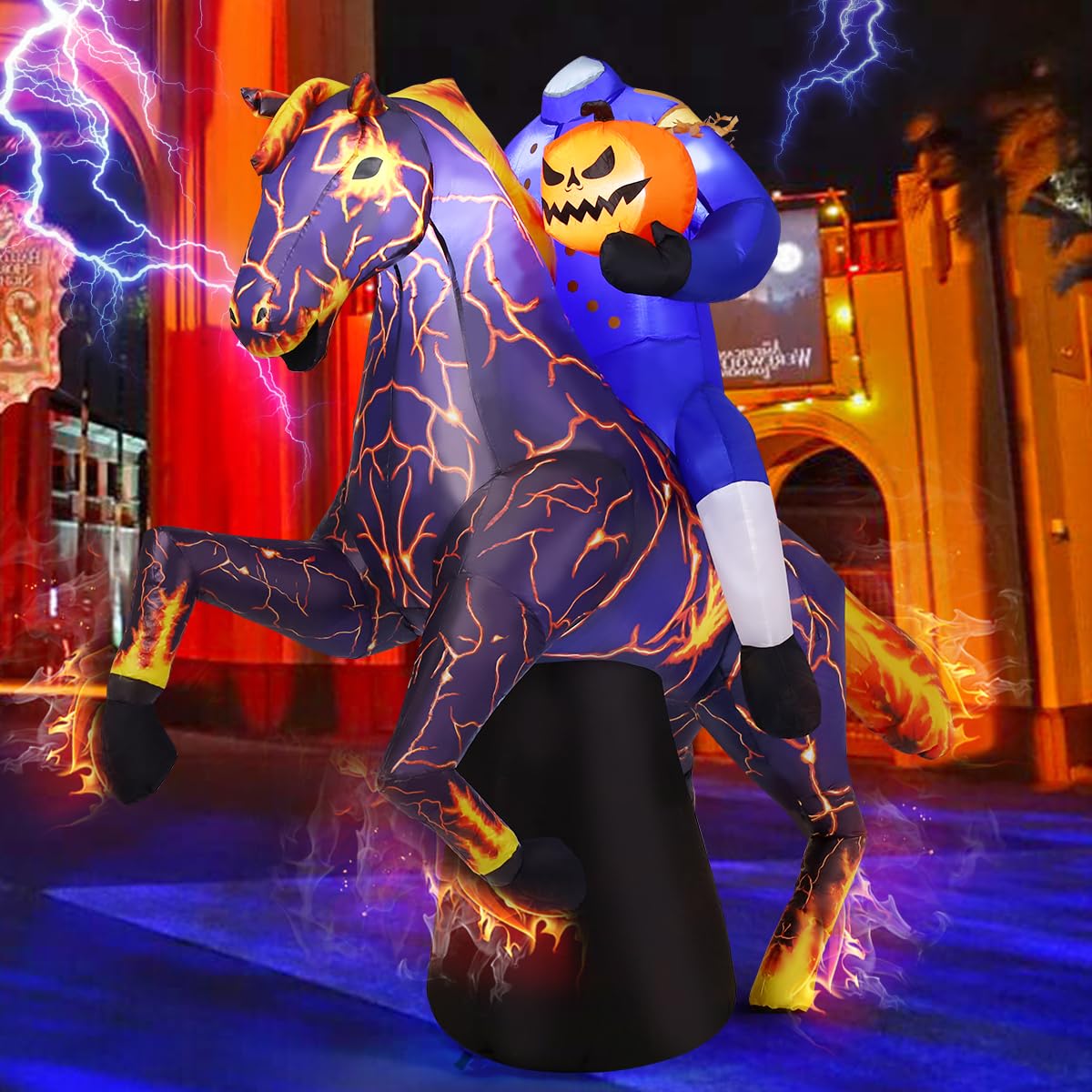 COMIN 6FT Headless Horseman inflatable Halloween decoration front view