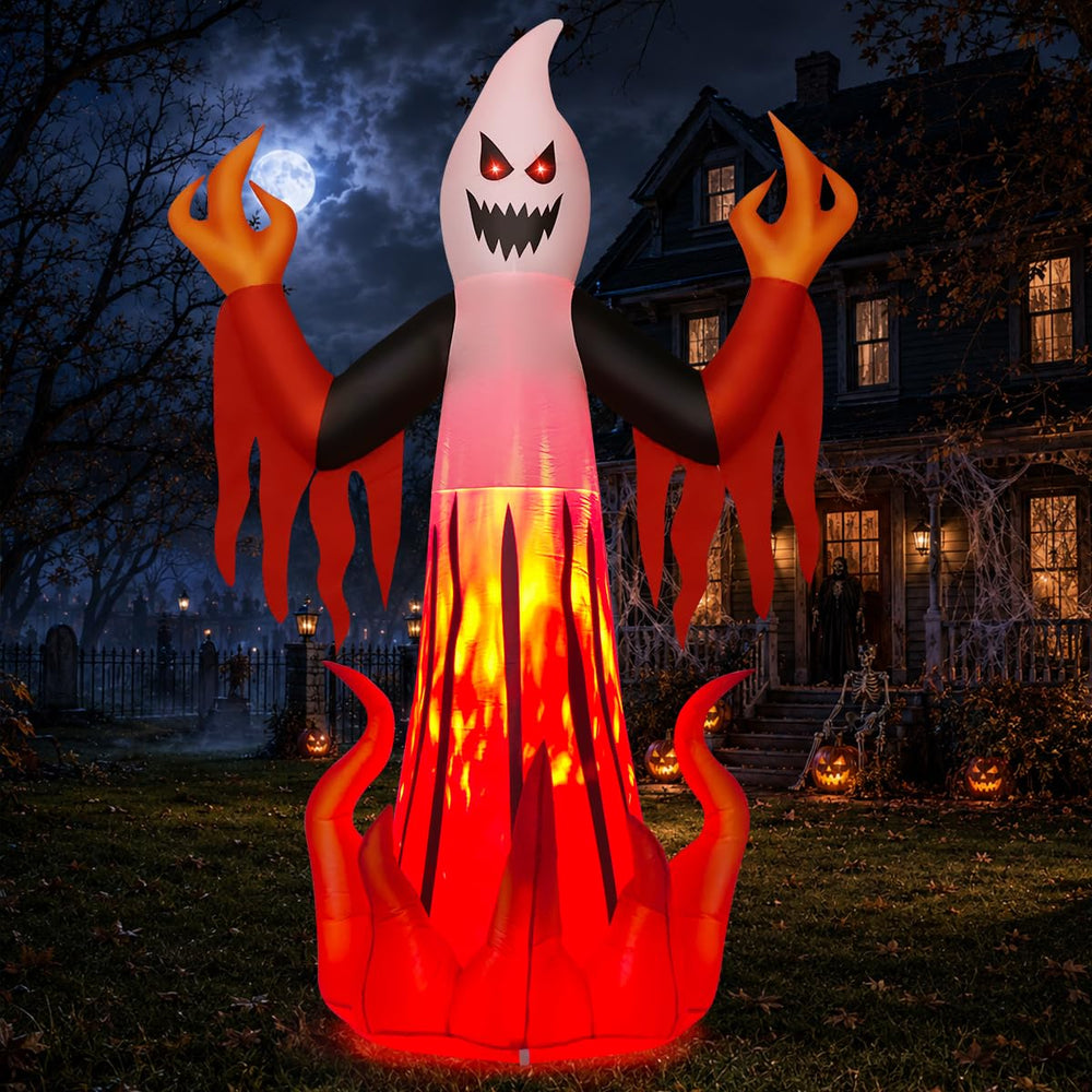 COMIN 8FT Scary Ghost Inflatable with bright LEDs front view