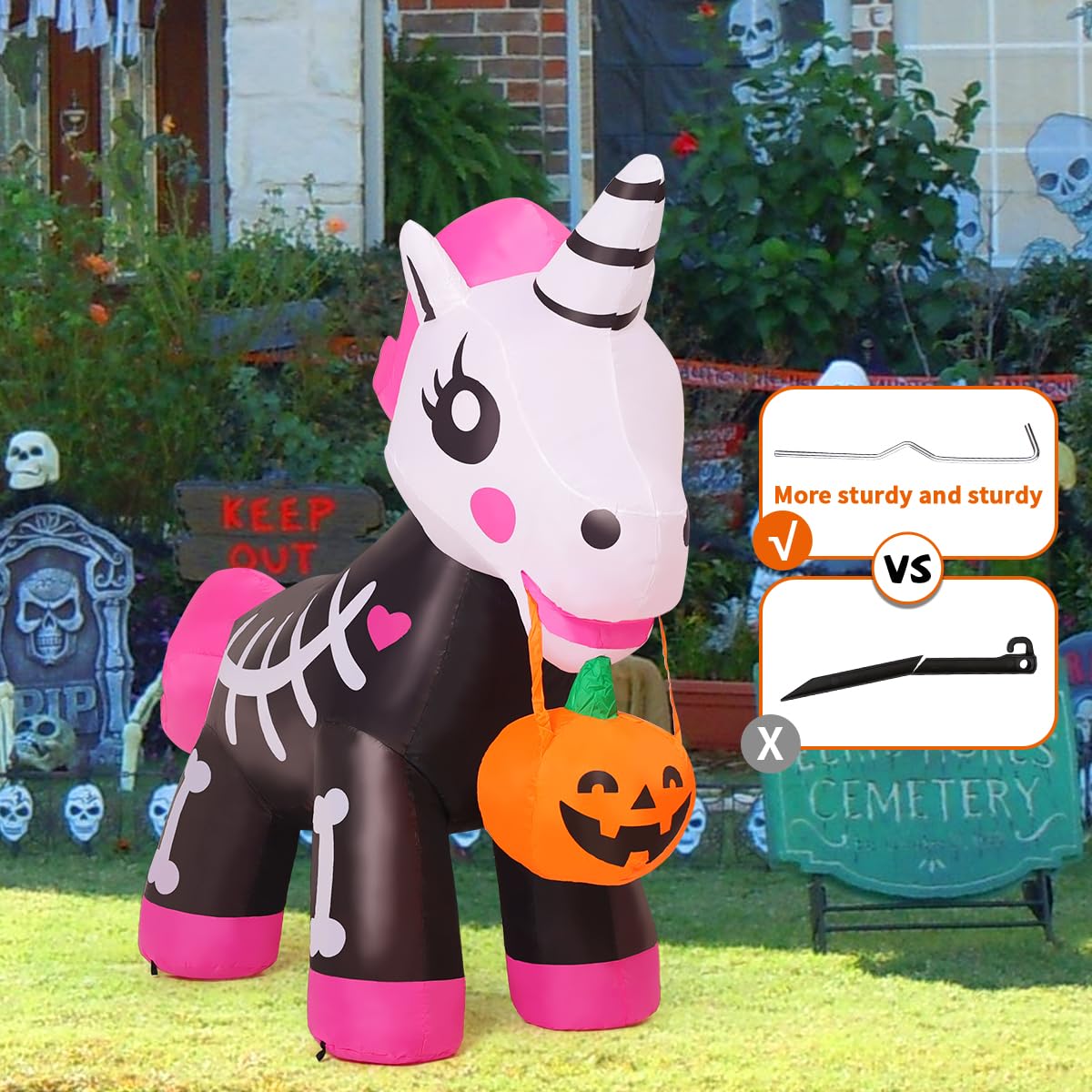 COMIN Halloween inflatable unicorn setup with blower