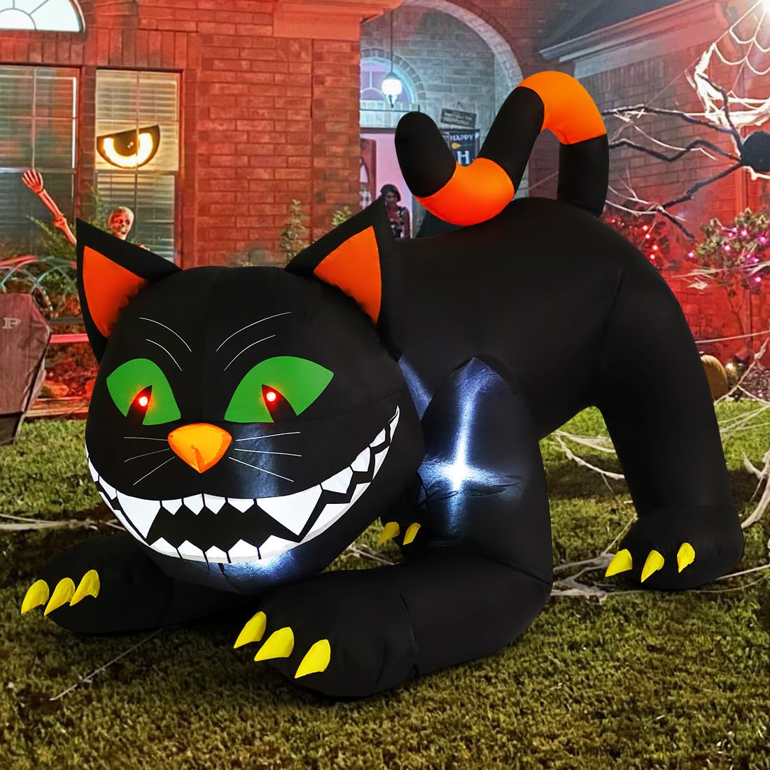 COMIN inflatable black cat decoration with moving head