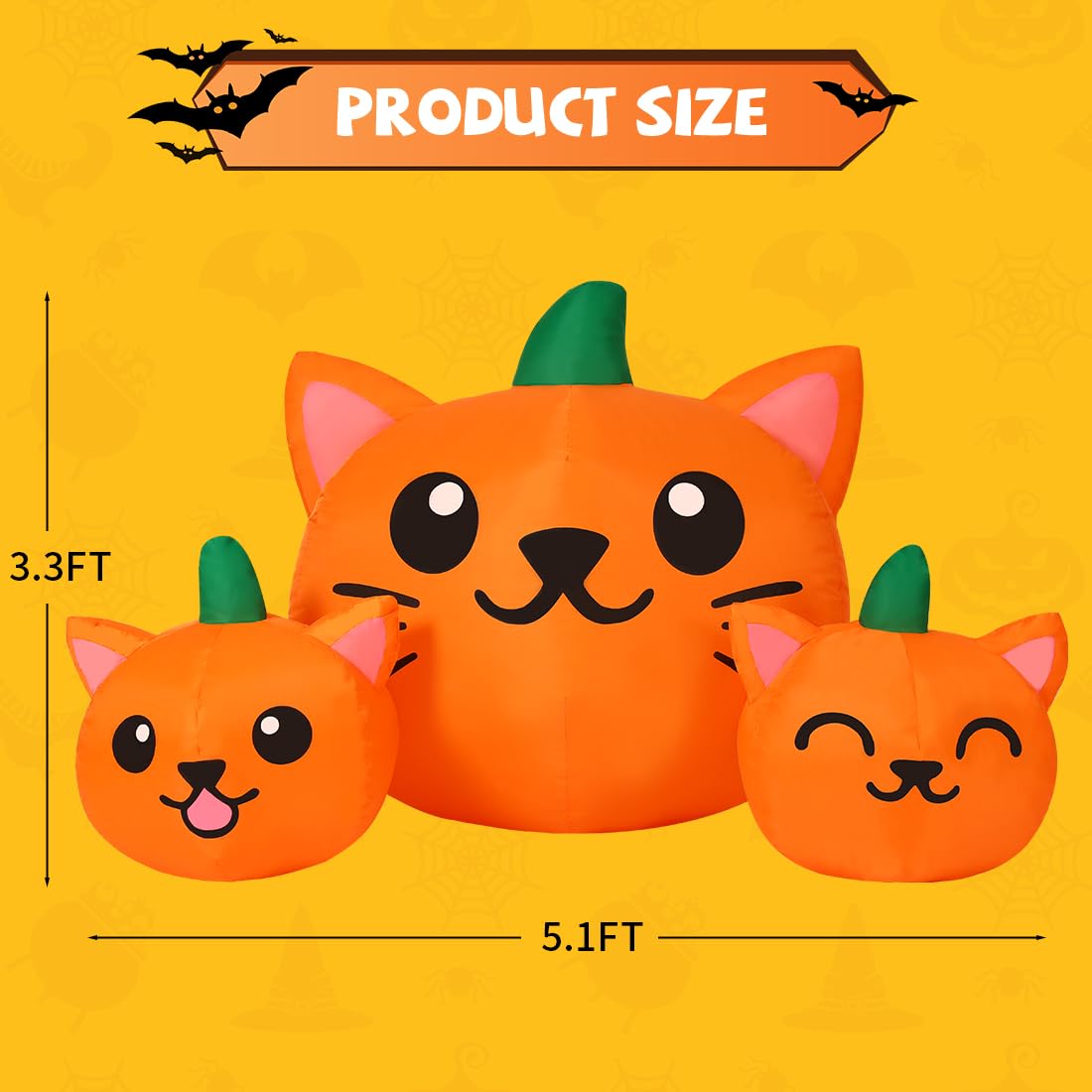 COMIN inflatable pumpkin cat decoration packed in storage bag