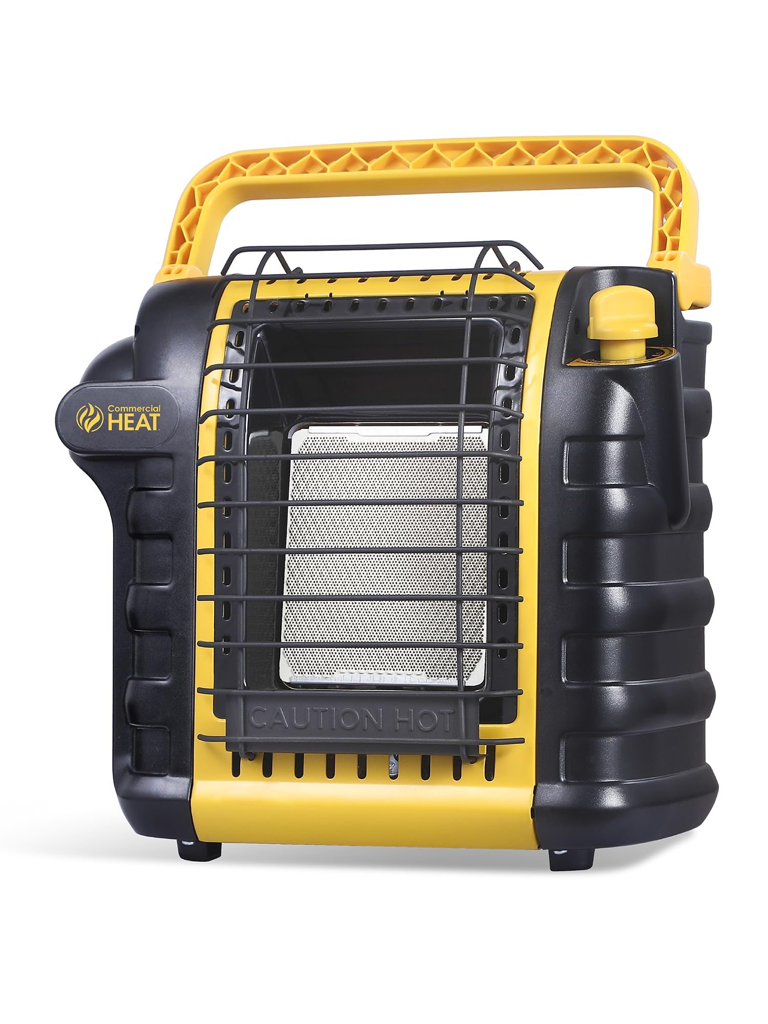 Commercial HEAT Portable Propane Heater front view in yellow