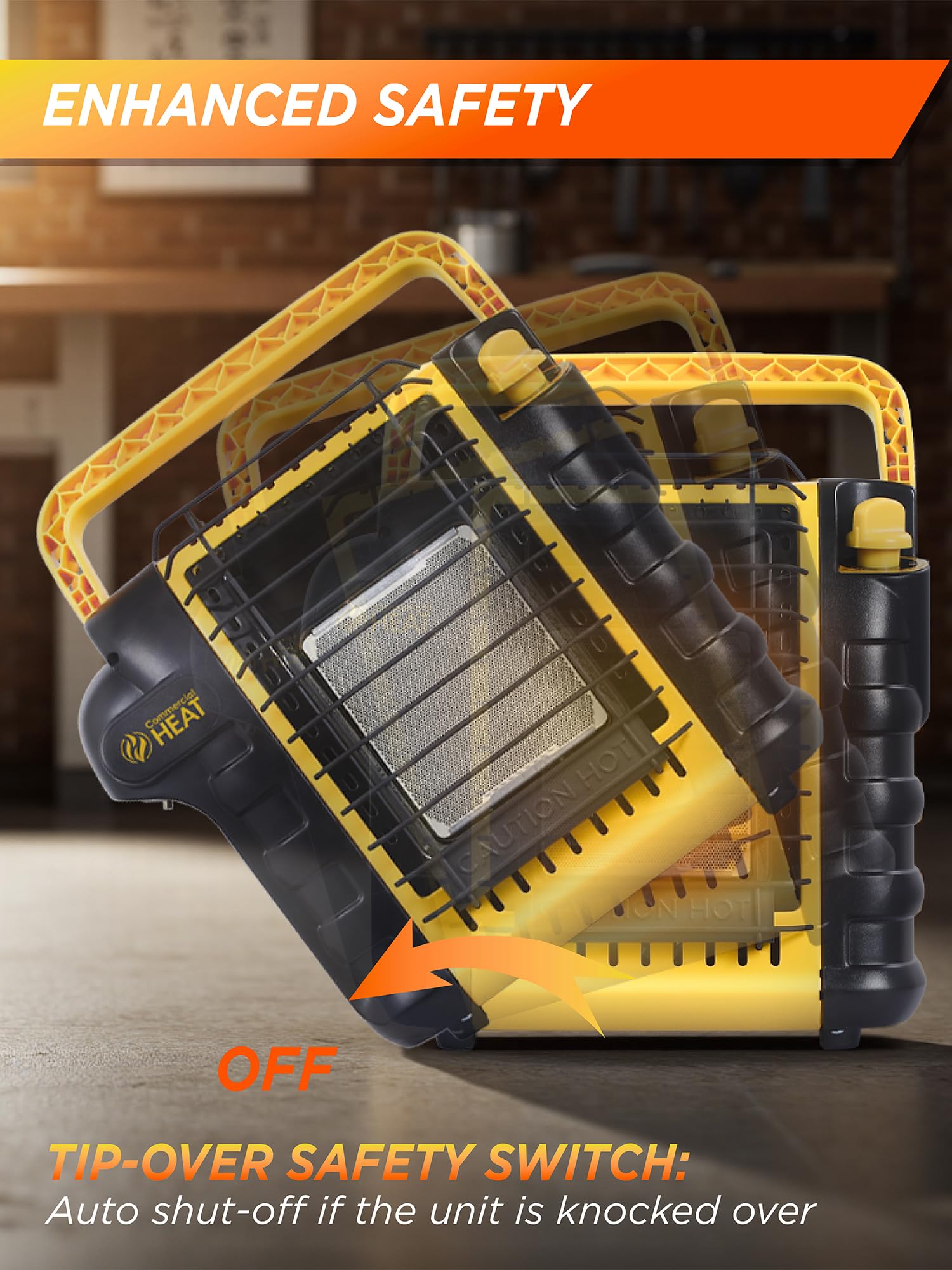 Commercial HEAT Portable Propane Heater in outdoor setting