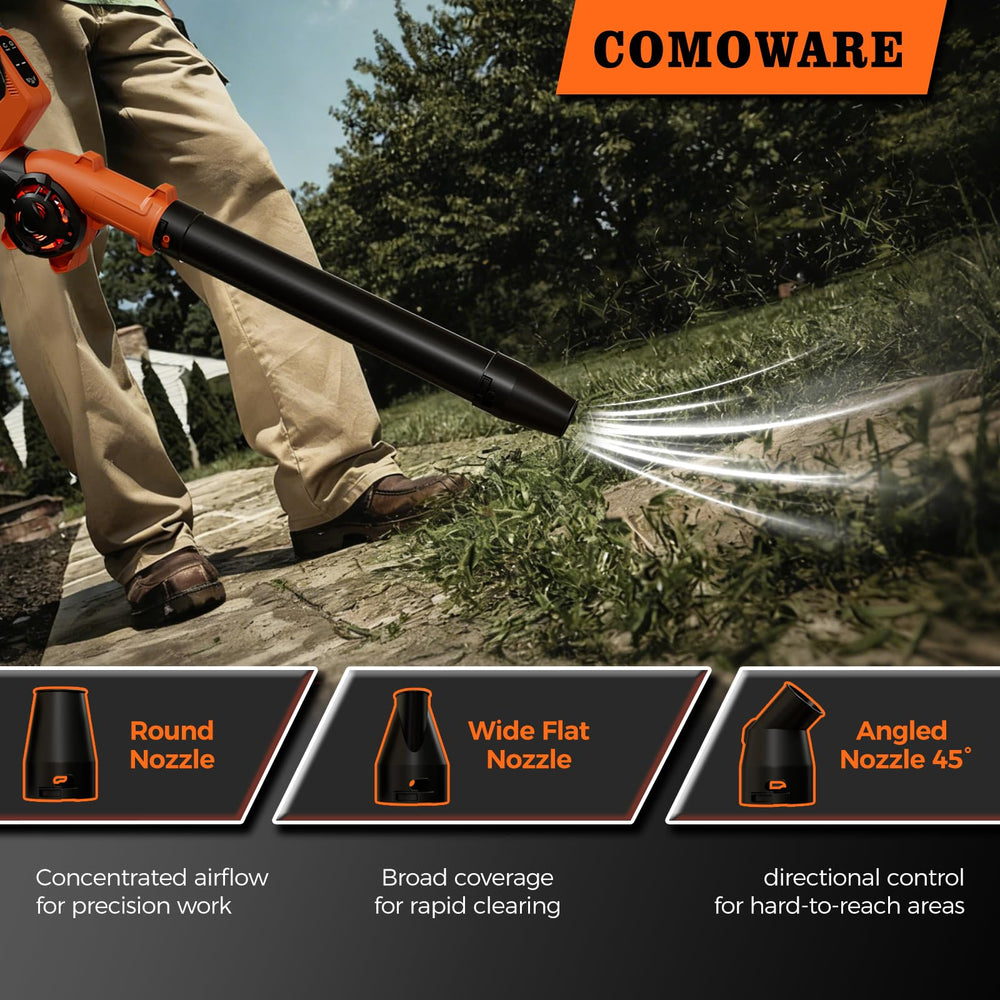COMOWARE leaf blower wide flat nozzle for large areas