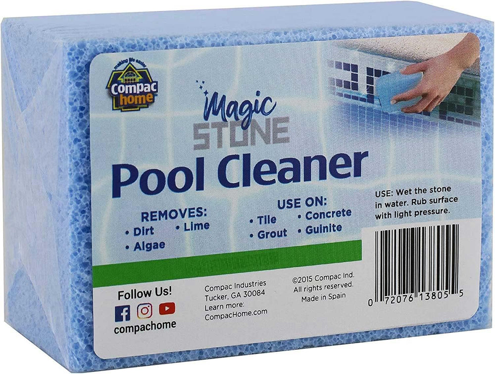 COMPAC HOME Magic Stone Pool Cleaner front view, blue recycled glass