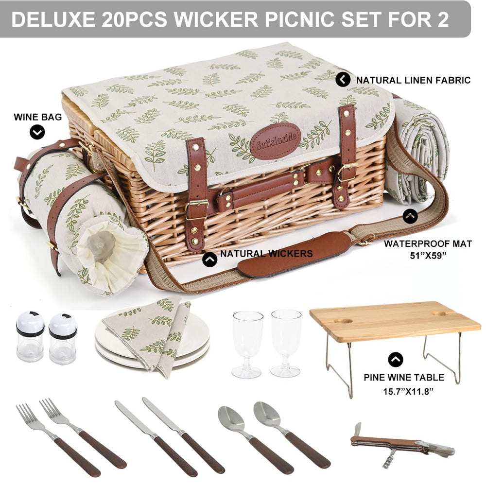 Compact picnic basket dimensions 15.7 x 11.8 x 7 inches