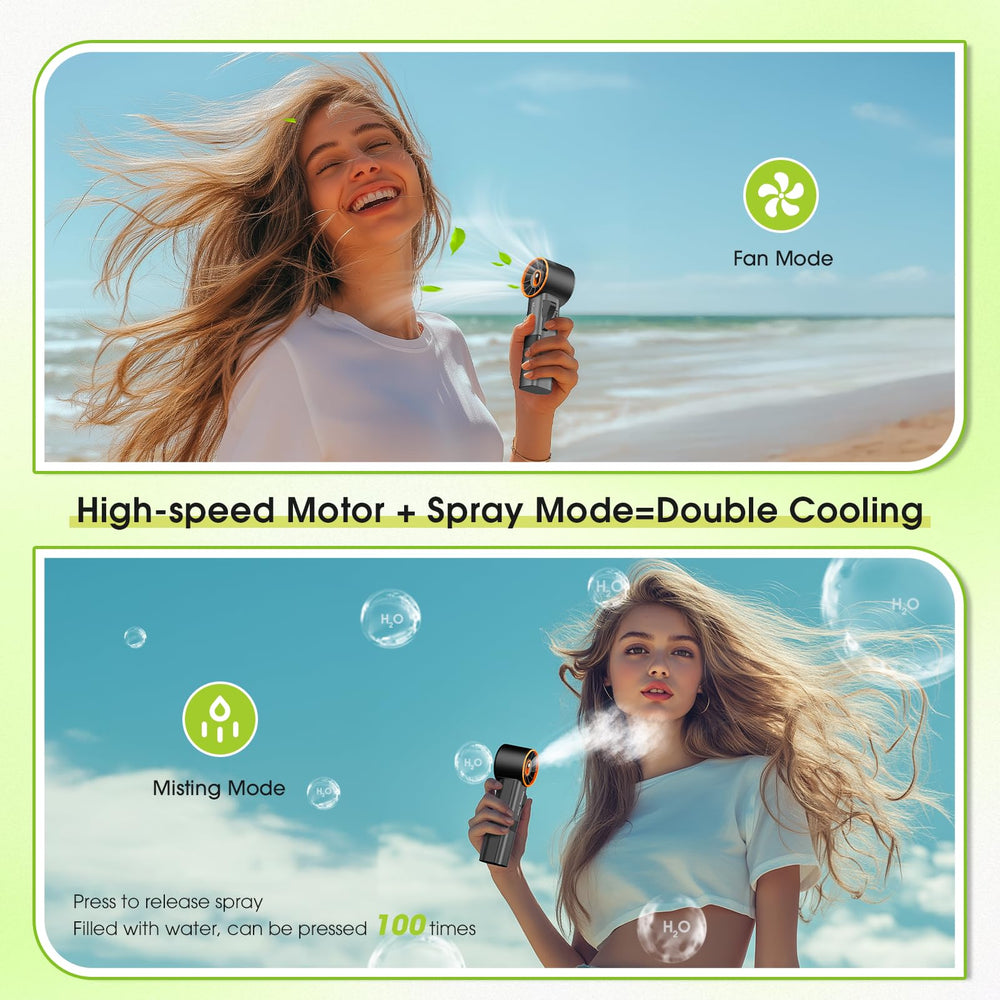 Compact size of Ausic Misting Fan next to a smartphone