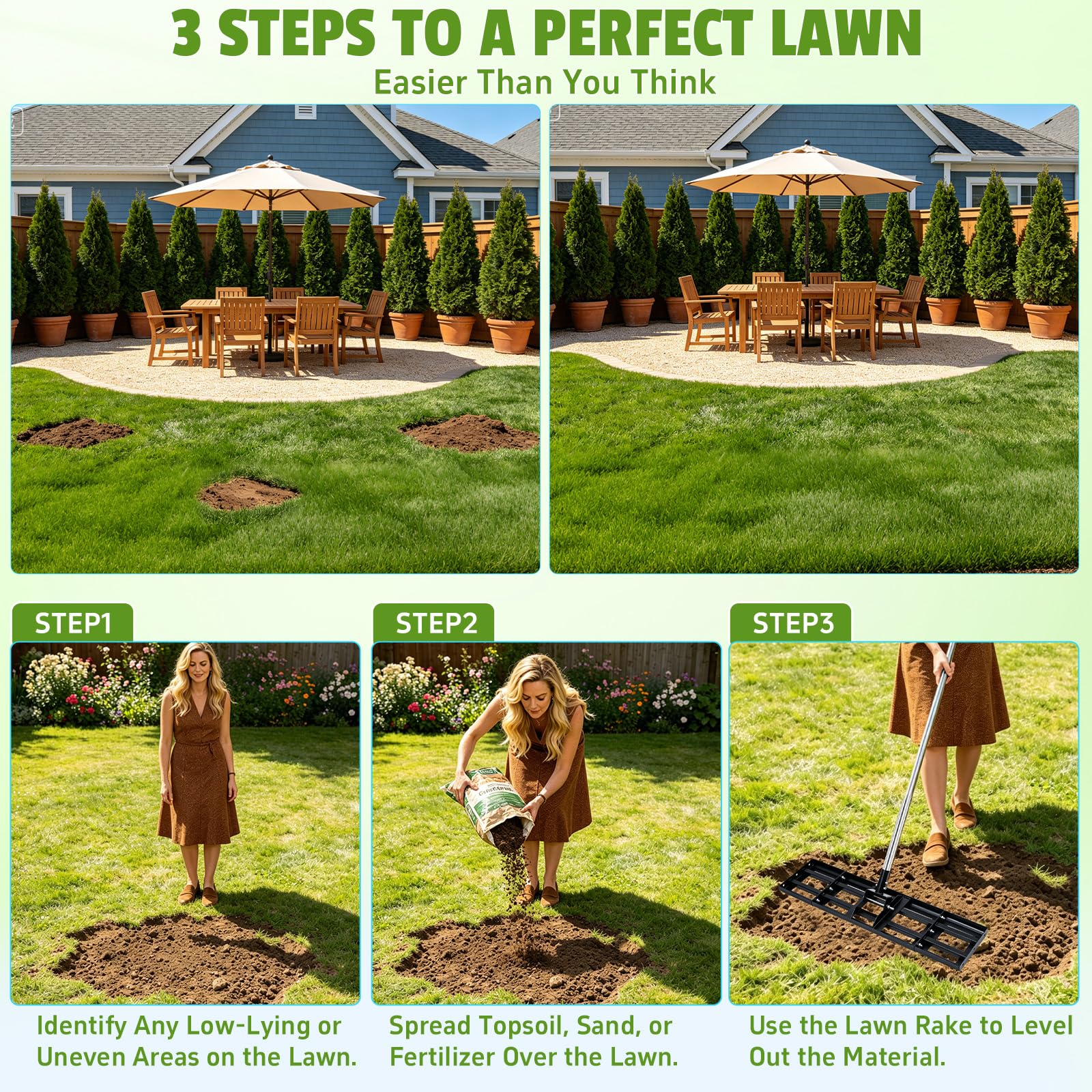 Compact storage of the GlimHirVox Modular Lawn Leveling Rake