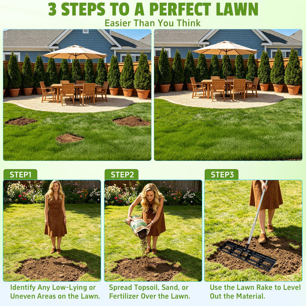 Compact storage of the GlimHirVox Modular Lawn Leveling Rake