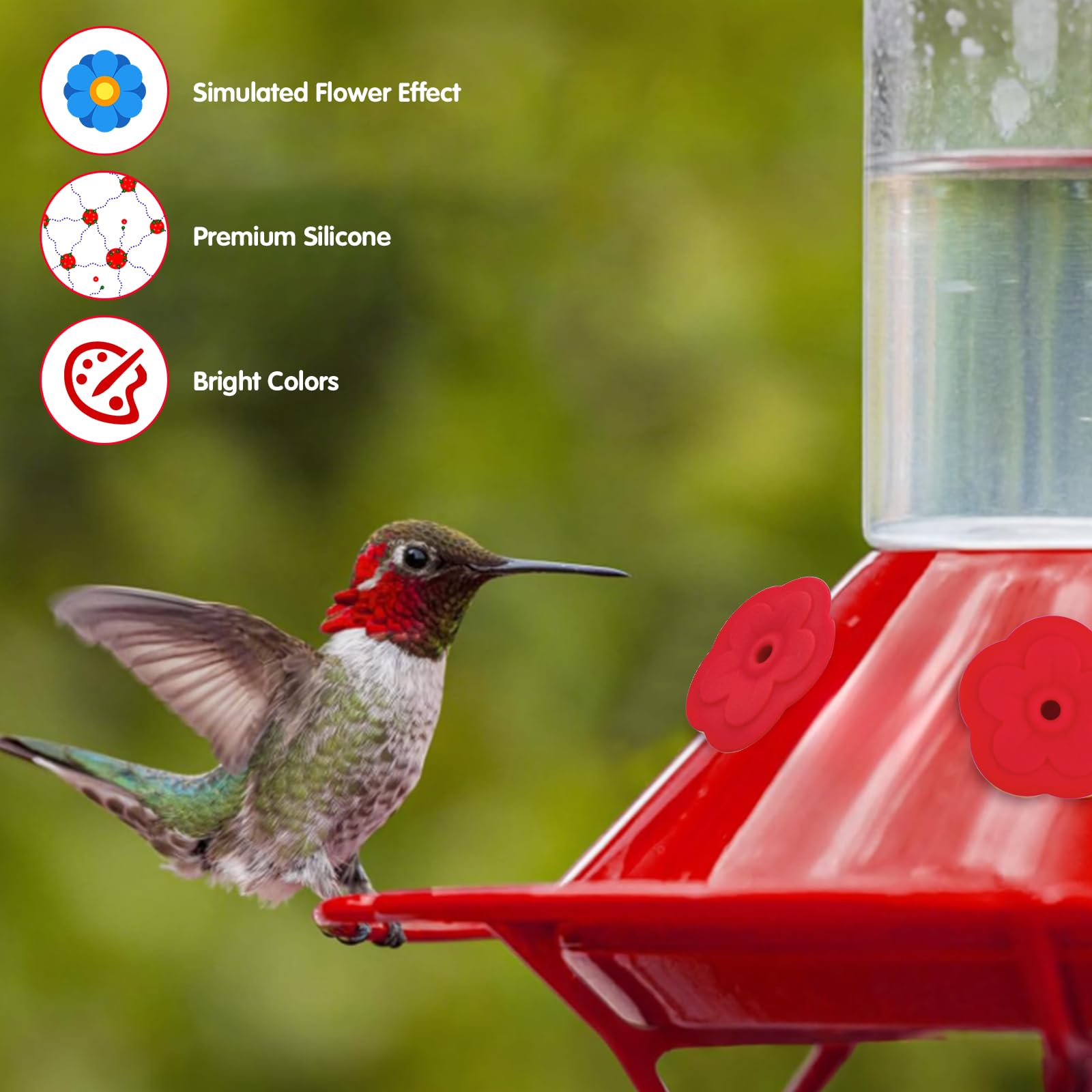 Comparison of old and new silicone hummingbird feeder flowers