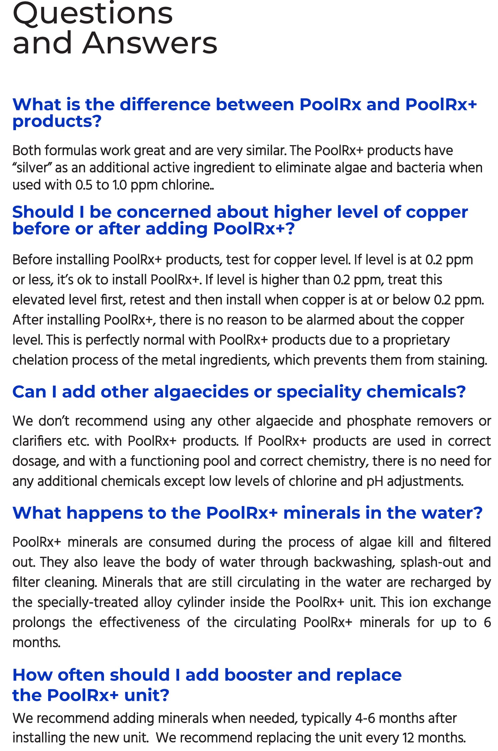 Comparison of PoolRx+ with other pool chemicals