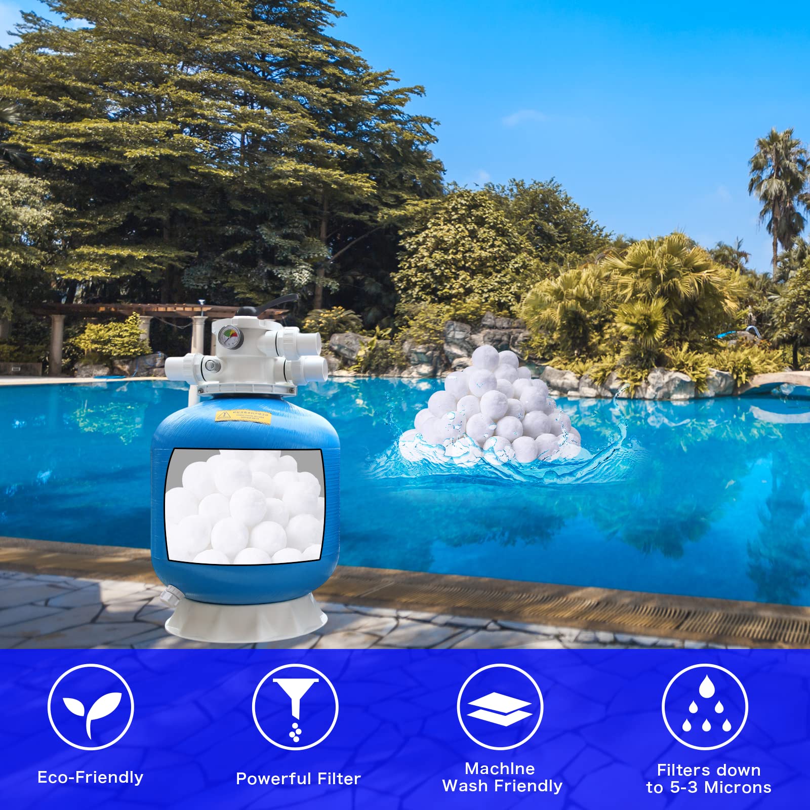 Comparison of SETHVILL pool filter balls and traditional sand