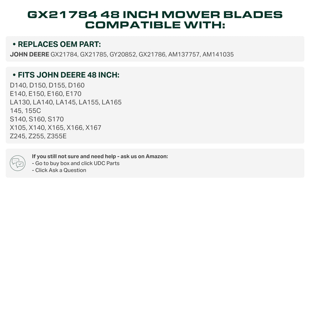 Comparison of UDC Parts GY20852 mower blades with old blades