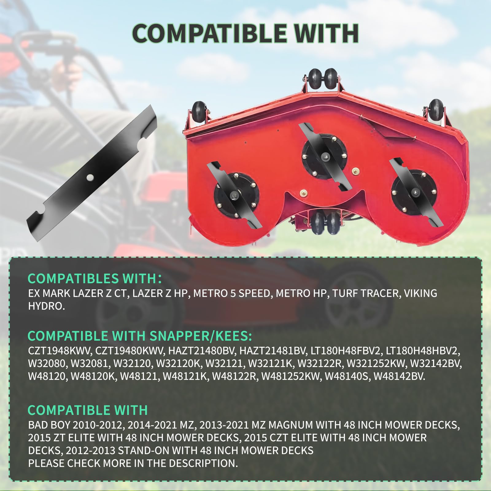 Compatibility chart for Fourtry blades with various mowers
